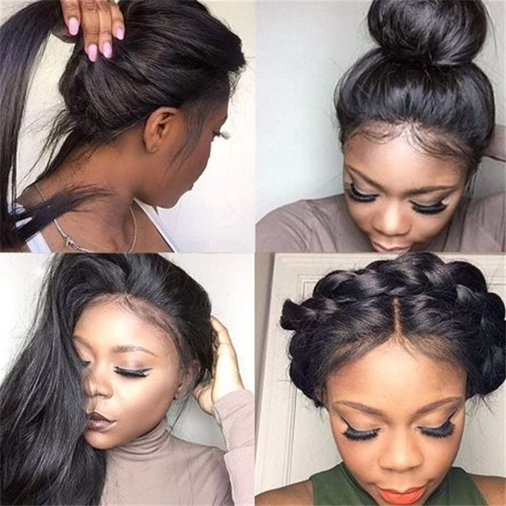 360 Lace Frontal Straight Human Hair Wigs, Peruvian Pre Plucked Lace Wig Glueless Human Hair Wigs for Black Women With Baby Hair(150% Density,10 inch)