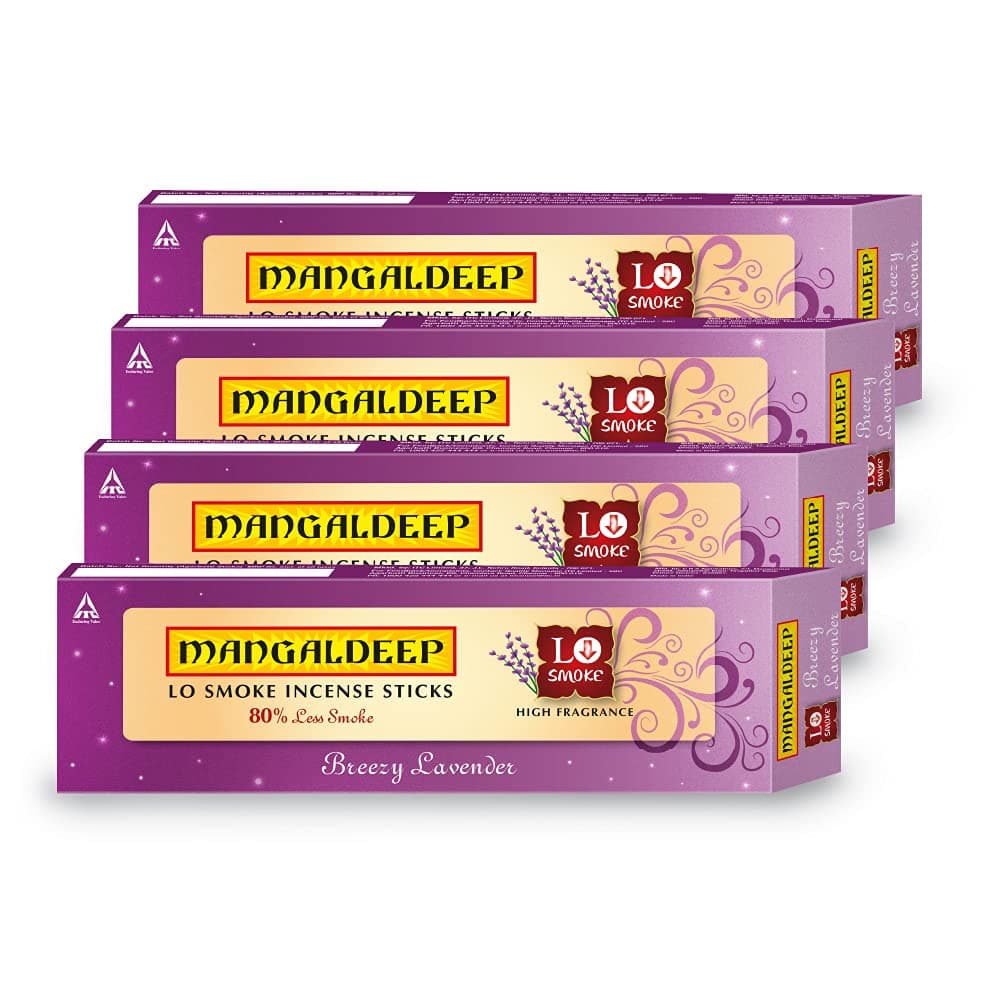 Mangaldeep Lo Smoke Incense Sticks - Breezy Lavender Total 200 Sticks (Pack of 4)