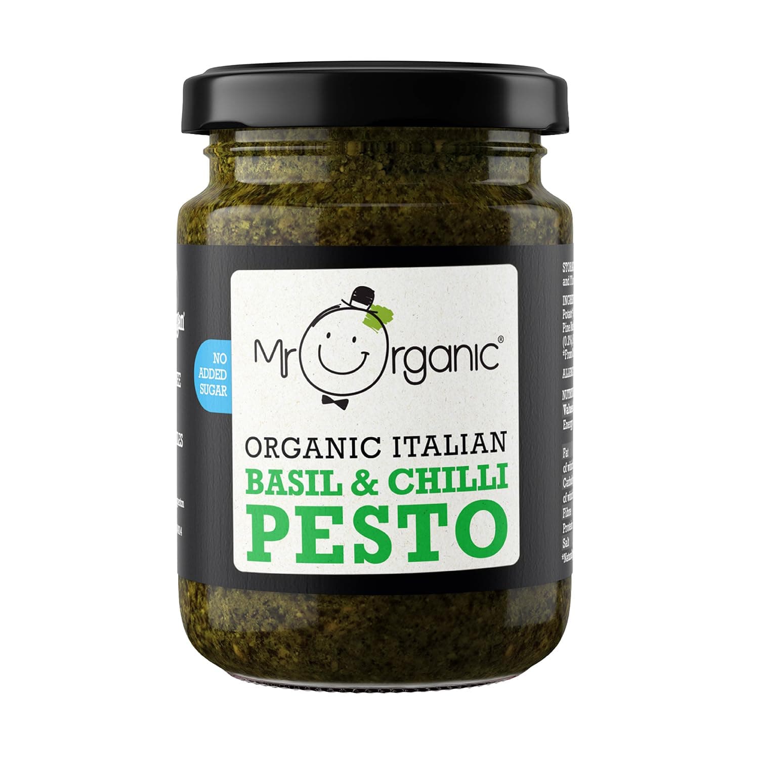 Organic NAS Basil & Chilli Pesto 130g - Non GMO & Preservative Free - Gluten Free & Vegan - for Healthy Home Cooking - Pack of 1