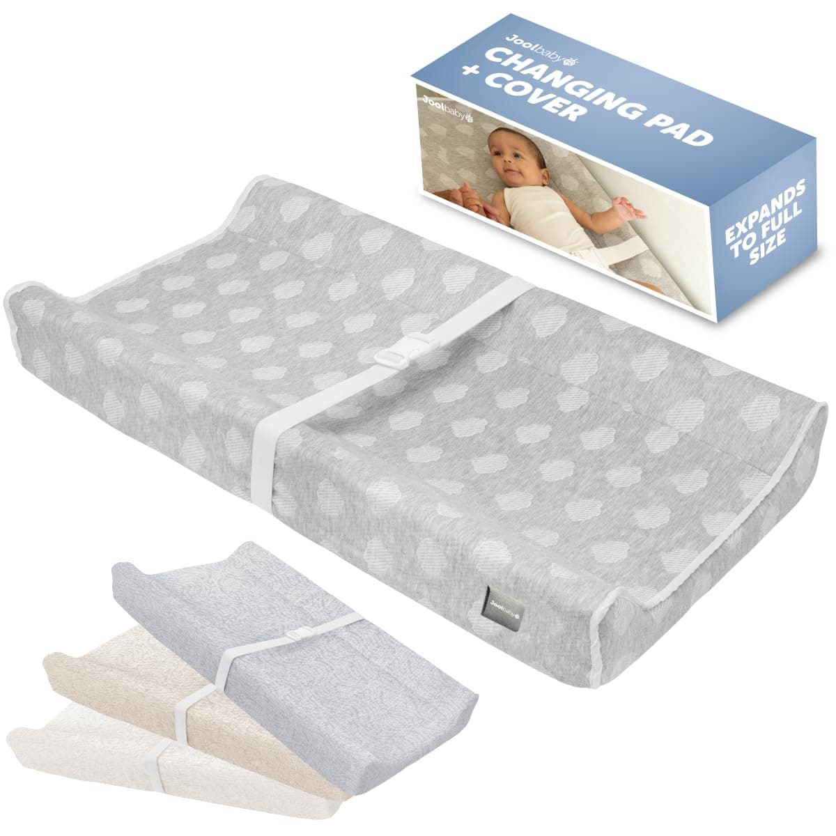 Contoured Changing Pad - Waterproof & Non-Slip, Includes a Cozy, Breathable, & Washable Cover - (Gray)