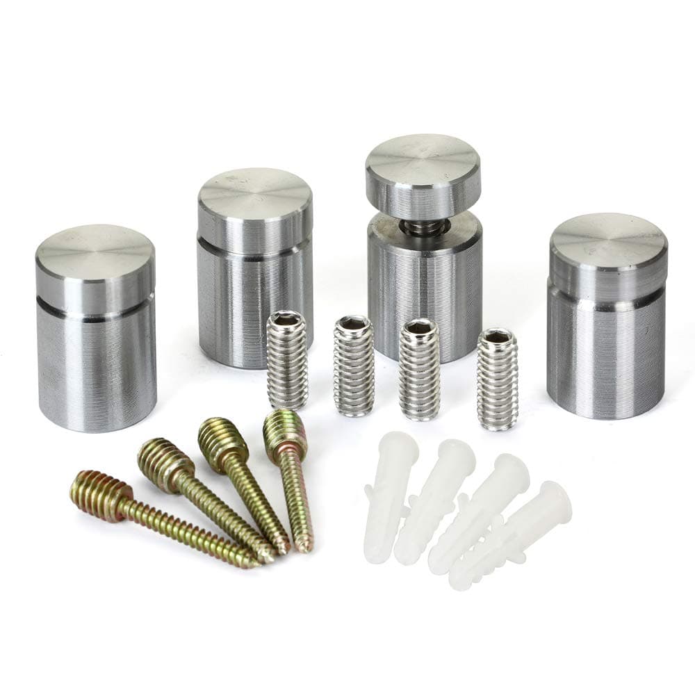 TOPNIKE Sign Standoff 9/10"x 1",Aluminium Caps&Spacer Sign Standoffs,Silver Aluminum, for Acrylic,Glass,PVC,Glass Panel,Wood,Pack of 4