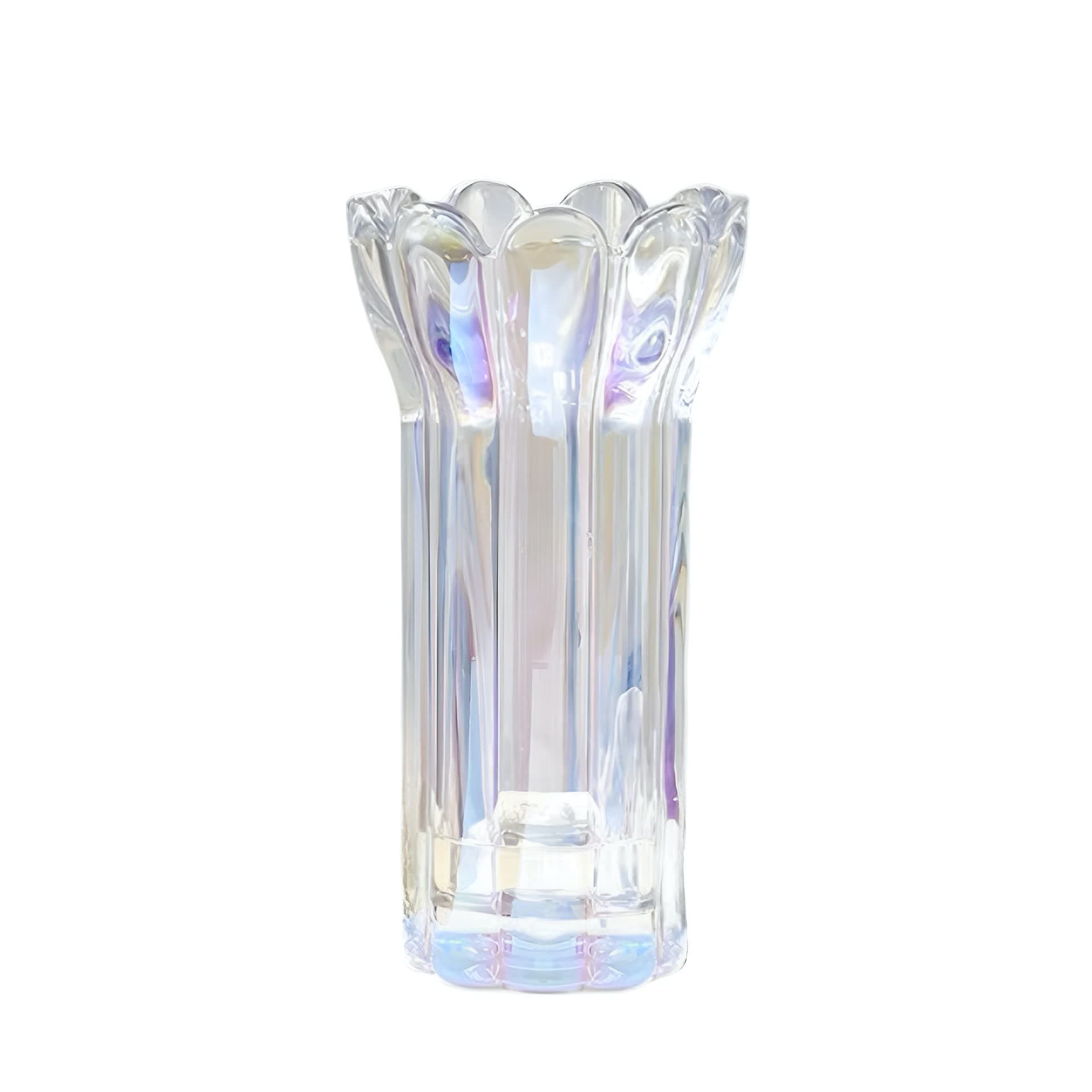 Glass Vase for Flowers, Colorful Clear Glass Vases for Centerpieces, Crystal Vase for Home, Table, Decor 9.45 inches Tall