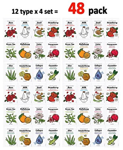 Korean Skin Care Face mask Sheets The YEON Pack of 48- Everyday Natural Care Essence Mask Sheet