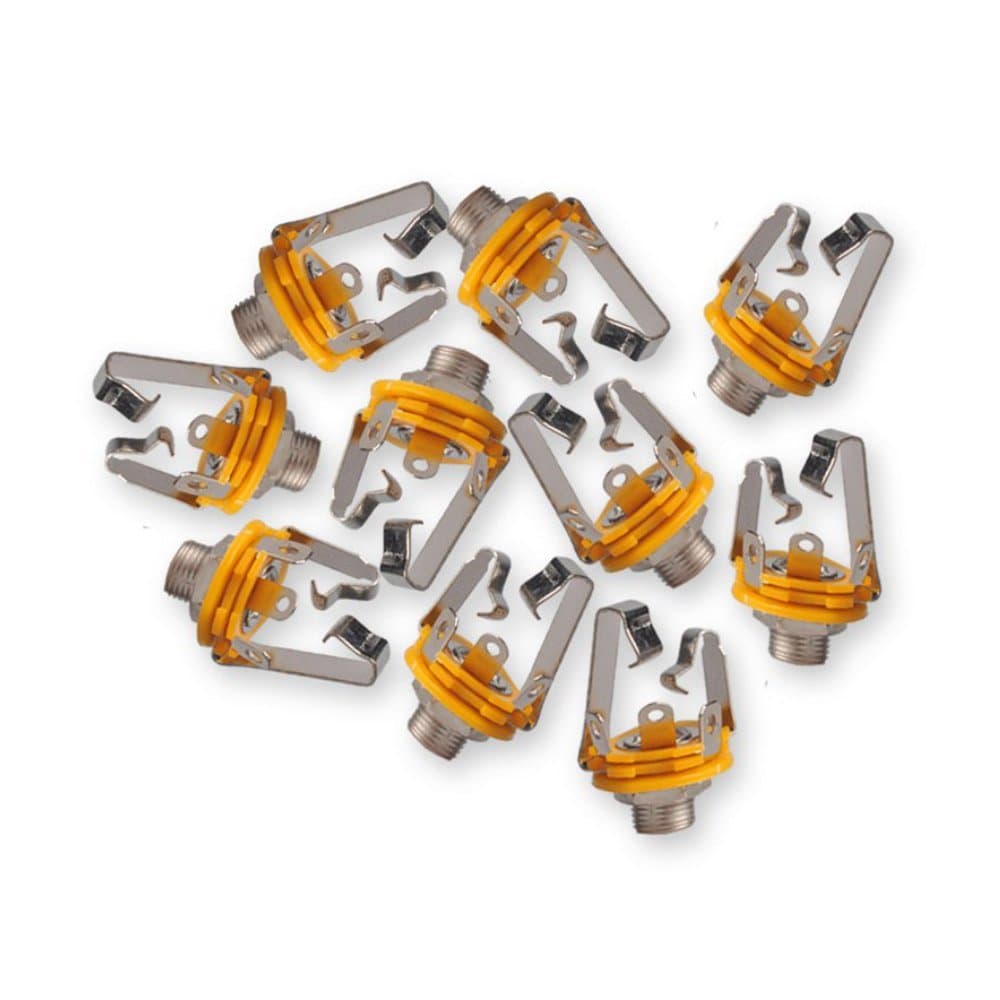 (1/4 inch) 6.35mm Stereo TRS Socket Female Microphone Connector Panel Mount Adapter (10 Pack)