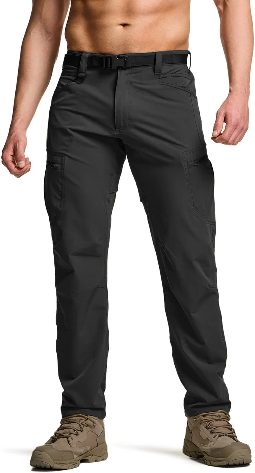CQR Men's Quick Dry Tactical Pants, Water Resistant Outdoor Pants, Lightweight Stretch Cargo Work Hiking Pants