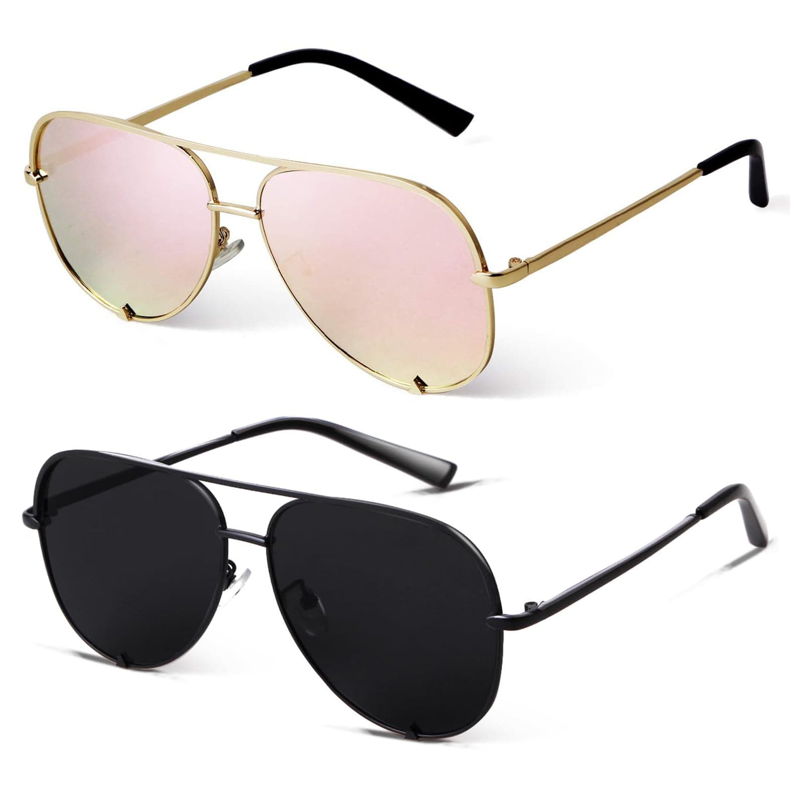 SORVINO Oversized Aviator Sunglasses for Women Men Trendy Retro Bulk Shade Black Faded Sun Glasses Classic UV Protection