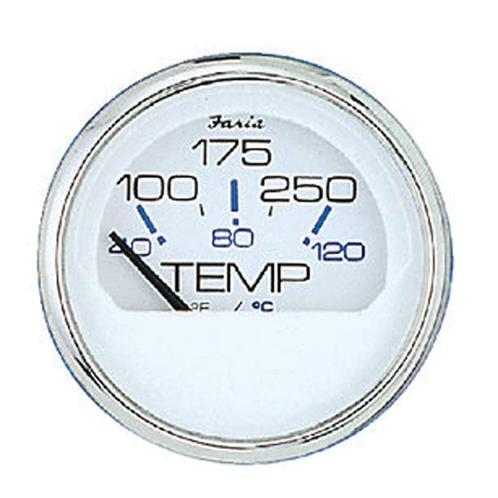 Faria 13804 Chesapeake Stainless Steel Water Temperature Gauge (100-250°F) - 2", White