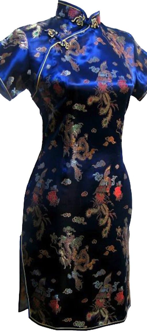UK Stock Women's Navy Mini Qipao