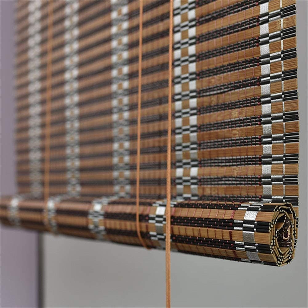 LJA Outdoor Carbonized Bamboo Roller Blind Greenhouse Shutters, Sunscreen UV Protection, Indoor Outdoor Patio Gazebo Pergola Porch Garden Awnings (Size : W 90*H 160cm)