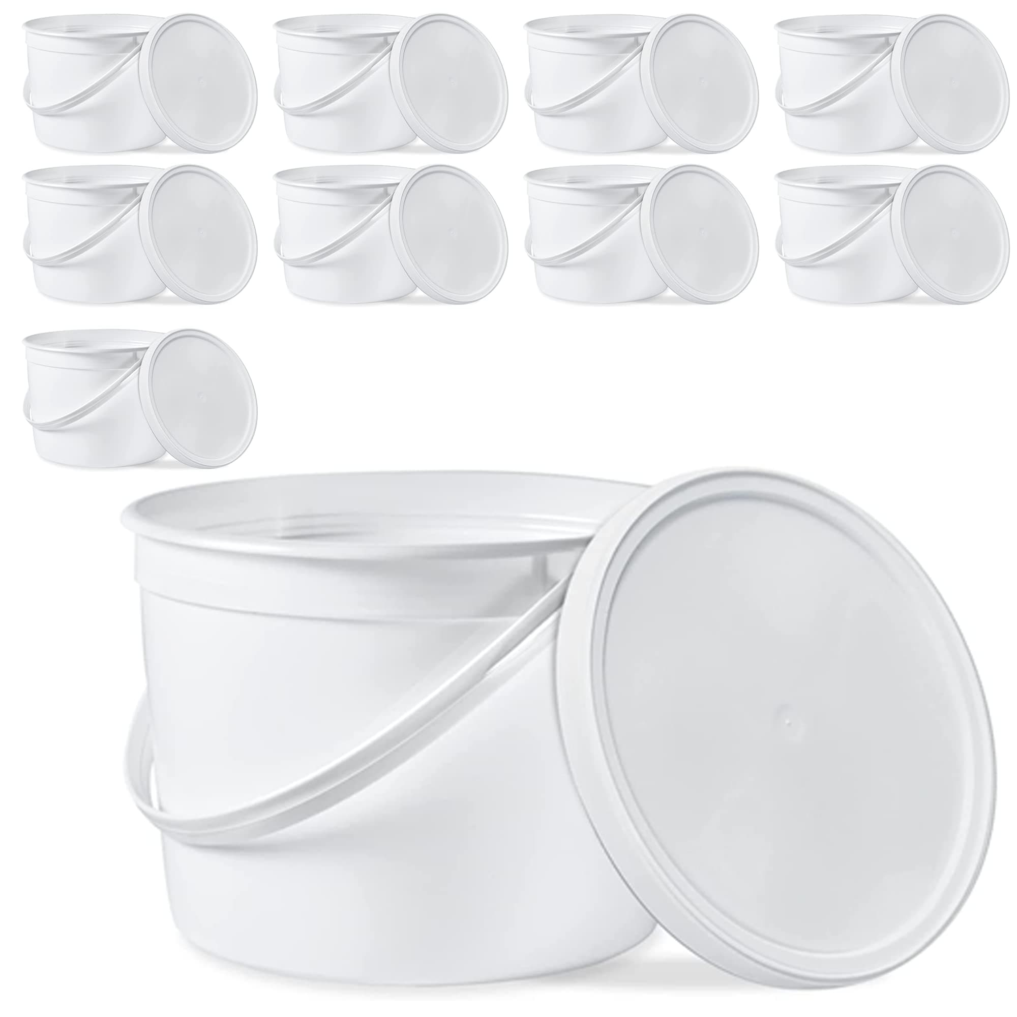 ePackageSupply 1 Gallon Food Grade Freezer Safe Round Plastic Bucket with Lids, Made in USA, BPA Free, Premium HPDE, Ice Cream, Soup, prep containers, 10 Pack