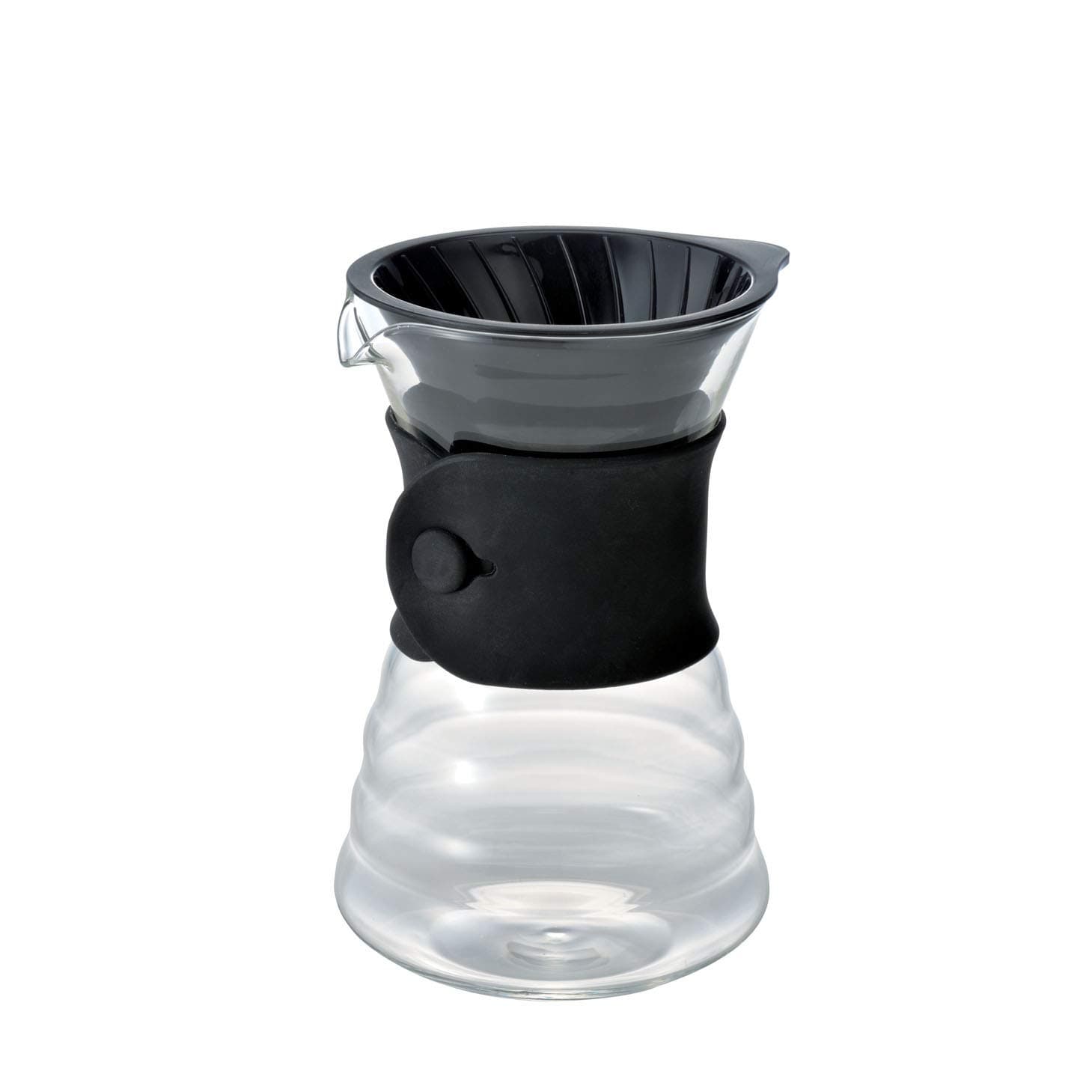 Hario V60 Drip Coffee Decanter 700ml, Heatproof Glass Carafe, Pour Over Brewer, Includes Dripper & Silicone Band