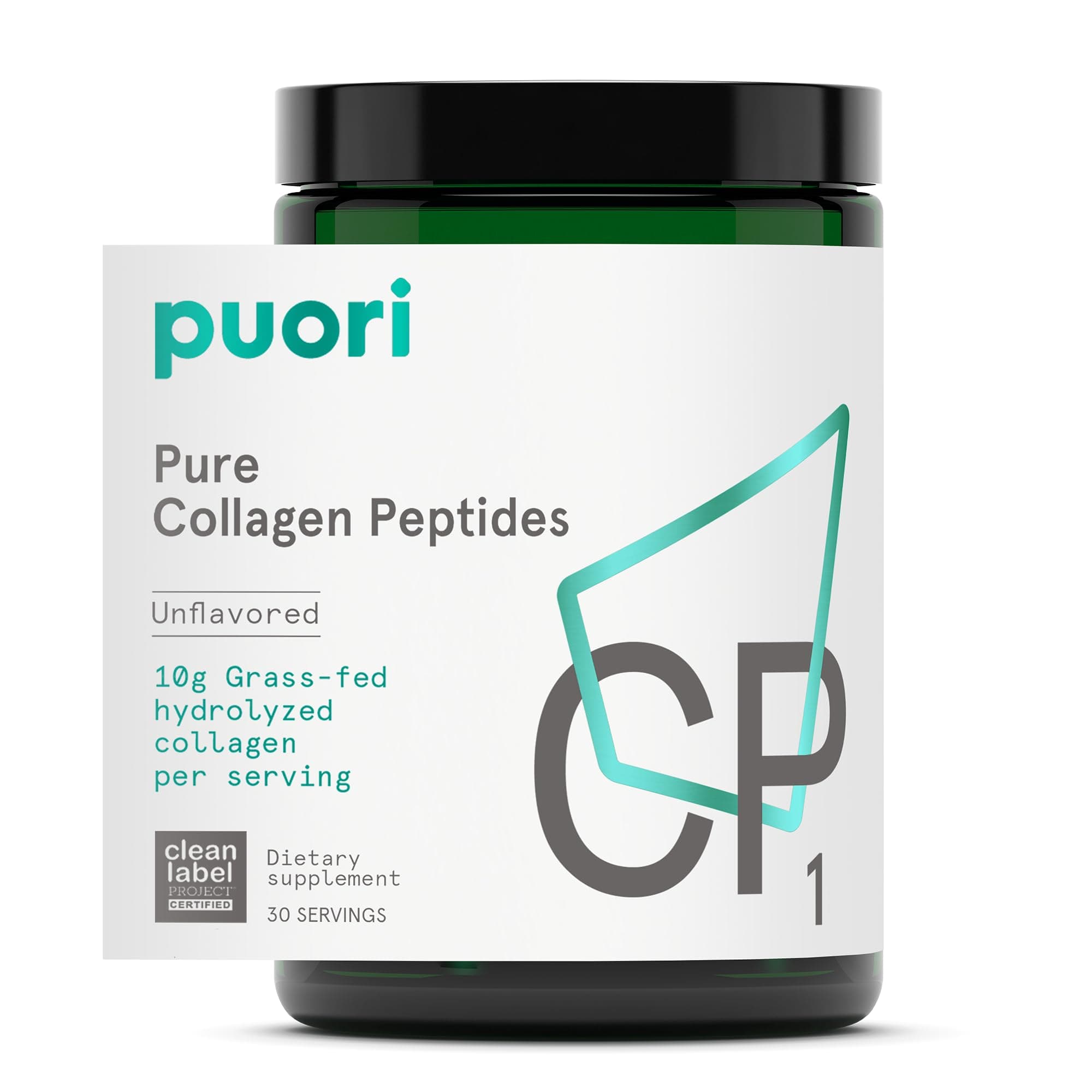 Puori - CP1 Pure Collagen Peptides Powder - Hair, Skin, Nails - Joint, Bones Support - Hydrolyzed Protein, Unflavored, 30 Servings