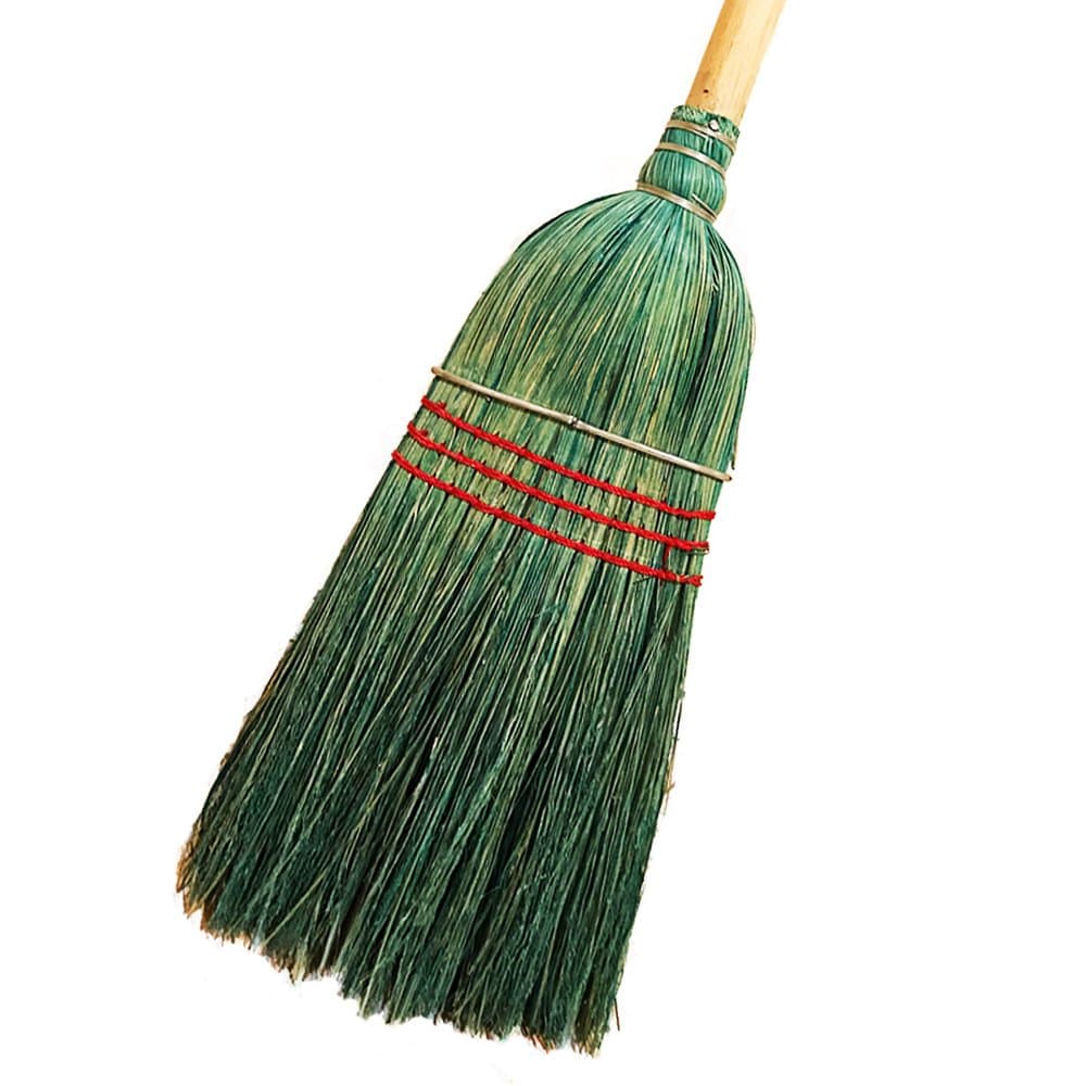 American Market Heavy Duty 100% Corn Broom With Solid 1 1/4'' Thick Wood Handle