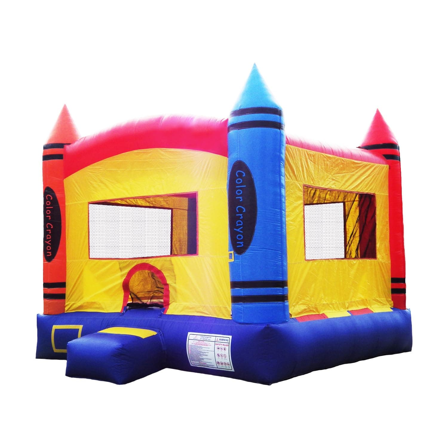 JumpOrange 15’x13’ Commercial Color Crayon Inflatable Bounce House – 12ft Tall Heavy Duty 15oz PVC Bouncer with Blower & Basketball Hoop- Indoor& Outdoor Rental Grade Jump House for Kids and Adults