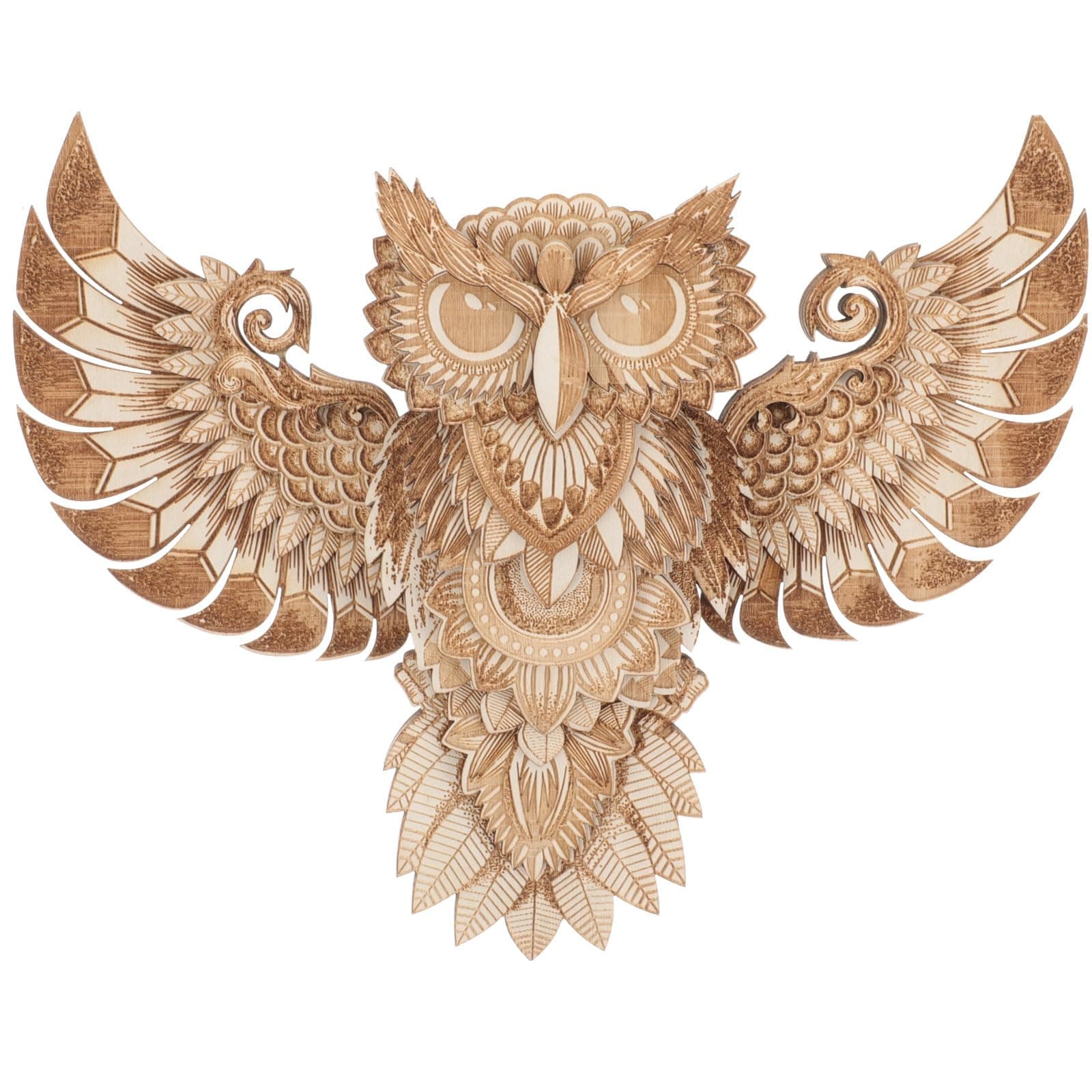 jojofuny Rustic Wood Owl Wall Decor: Hand Carved Owl Statue Hanging Ornament for Home Decor - Unique Wall Plaque Hanging for Living Room, Bedroom, Holiday Art