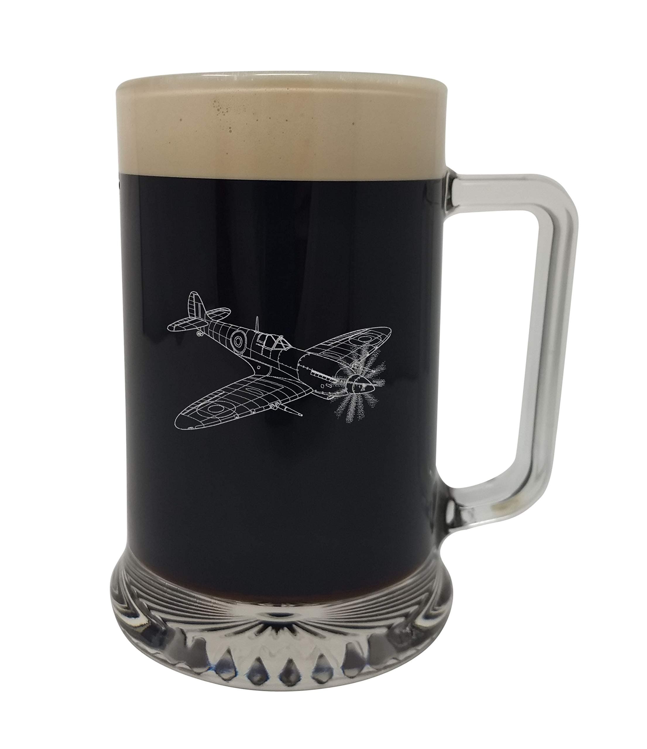 Glass 1 Pint Tankard Gift, Spitfire Plane, Gift Box Included