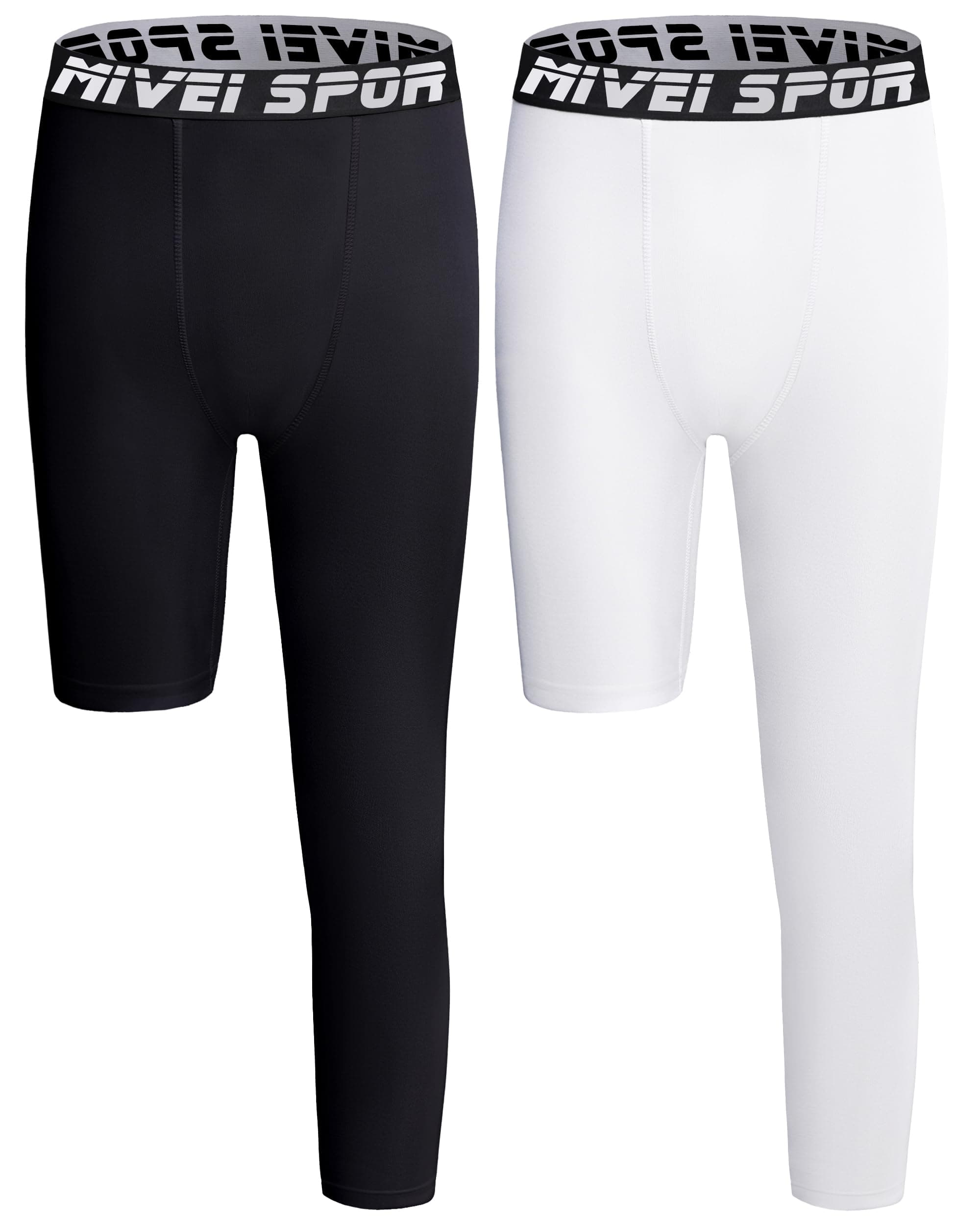 Youth Boys One Leg Compression Pants Basketball Leg Sleeve Girls Single Tights Kids 3/4 Leggings Sports Base Layer