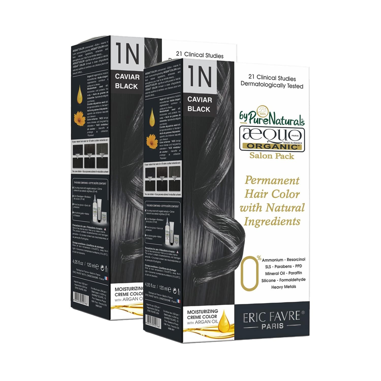 byPurenaturals Aequo Organic Cream Salon Pack Hair Colour 1N Jet Black for Men and Women,120 ML|Natural Long Lasting Permanent Color for Hair, Beard & Mustache|100% Grey Coverage| PPD & Ammonia Free Pack of 2