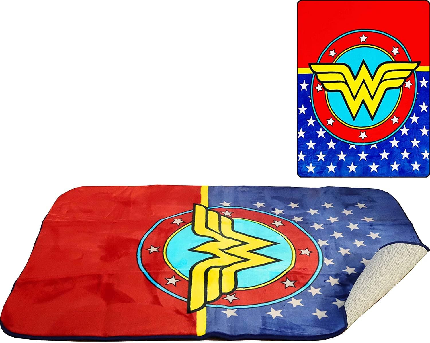 JPI DC Comics Wonder Woman Logo Rug 48'' x 72'' - Officially Licensed - Super Soft & Thick Surface - Anti-Slip for hard surface floor - 100% Polyester