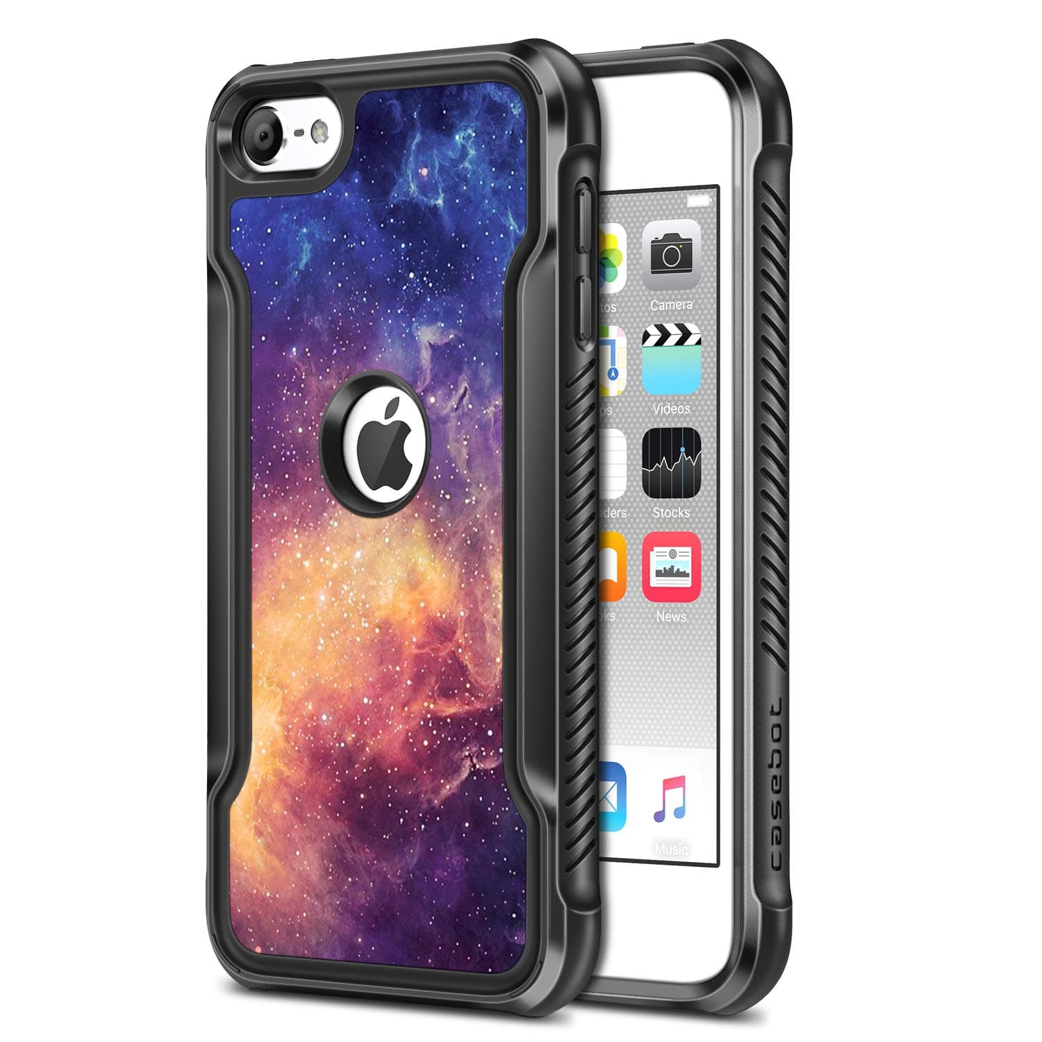 Fintie Case for iPod Touch 7 iPod Touch 6 iPod Touch 5 - Casebot Heavy Duty Impact Shockproof TPU Bumper Slim Protective Case with Hard Back Cover for iPod Touch 7th 6th 5th, Galaxy