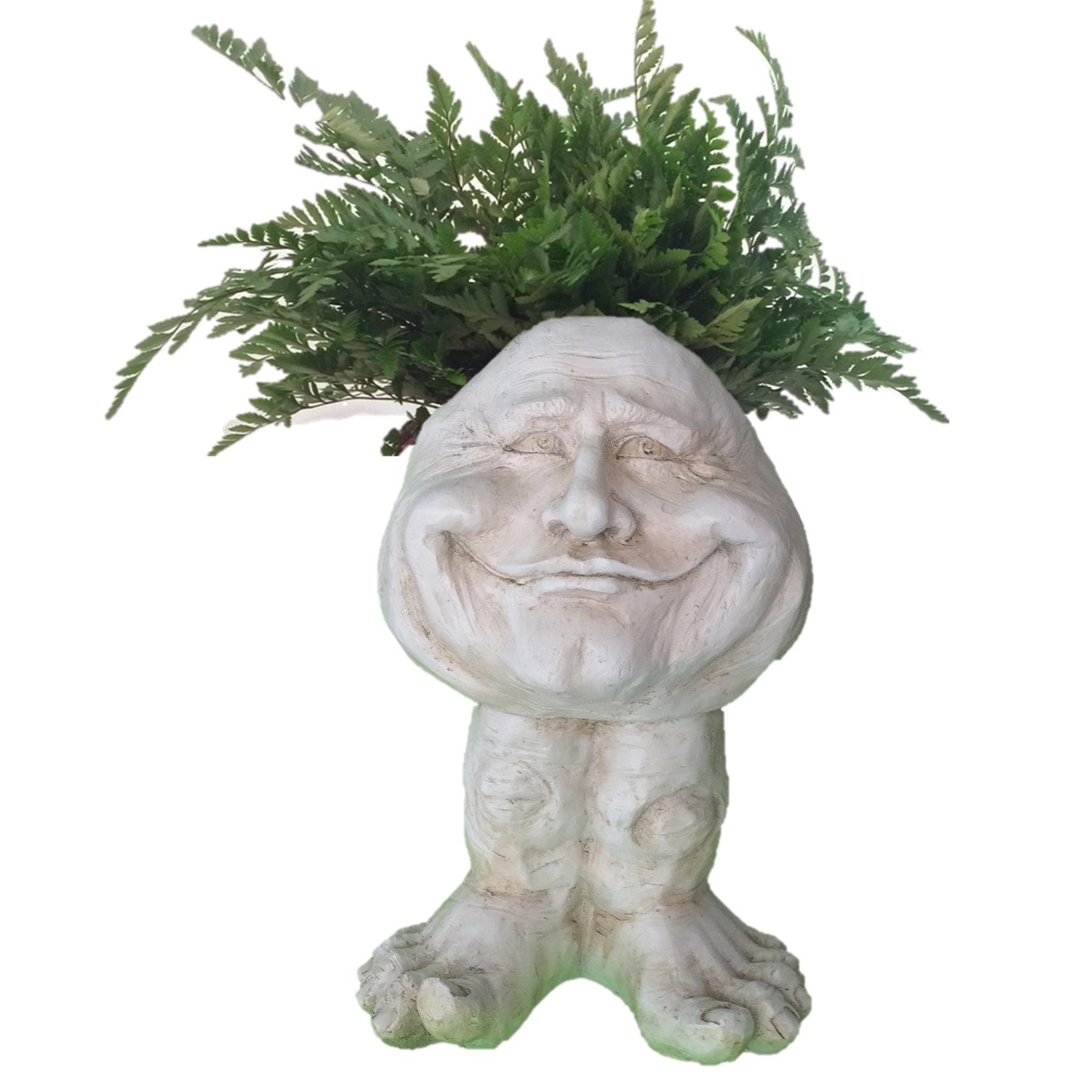 Muggly Homestyles 37005 Papa John Antique White 18" Face Planter Garden Statue (Holds 6" Pot)