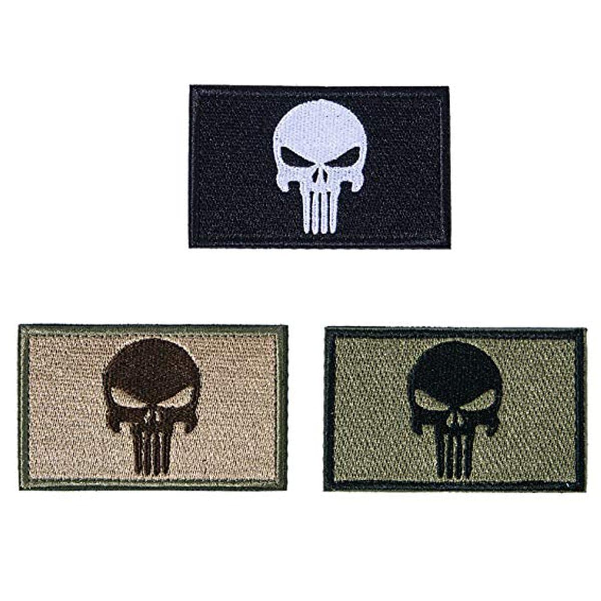 3 Pcs Tactical Punisher Morale Tactical Patch,Full Embroidery Military Patch Set for Caps,Bags,Backpacks,Clothes Vest,Uniforms