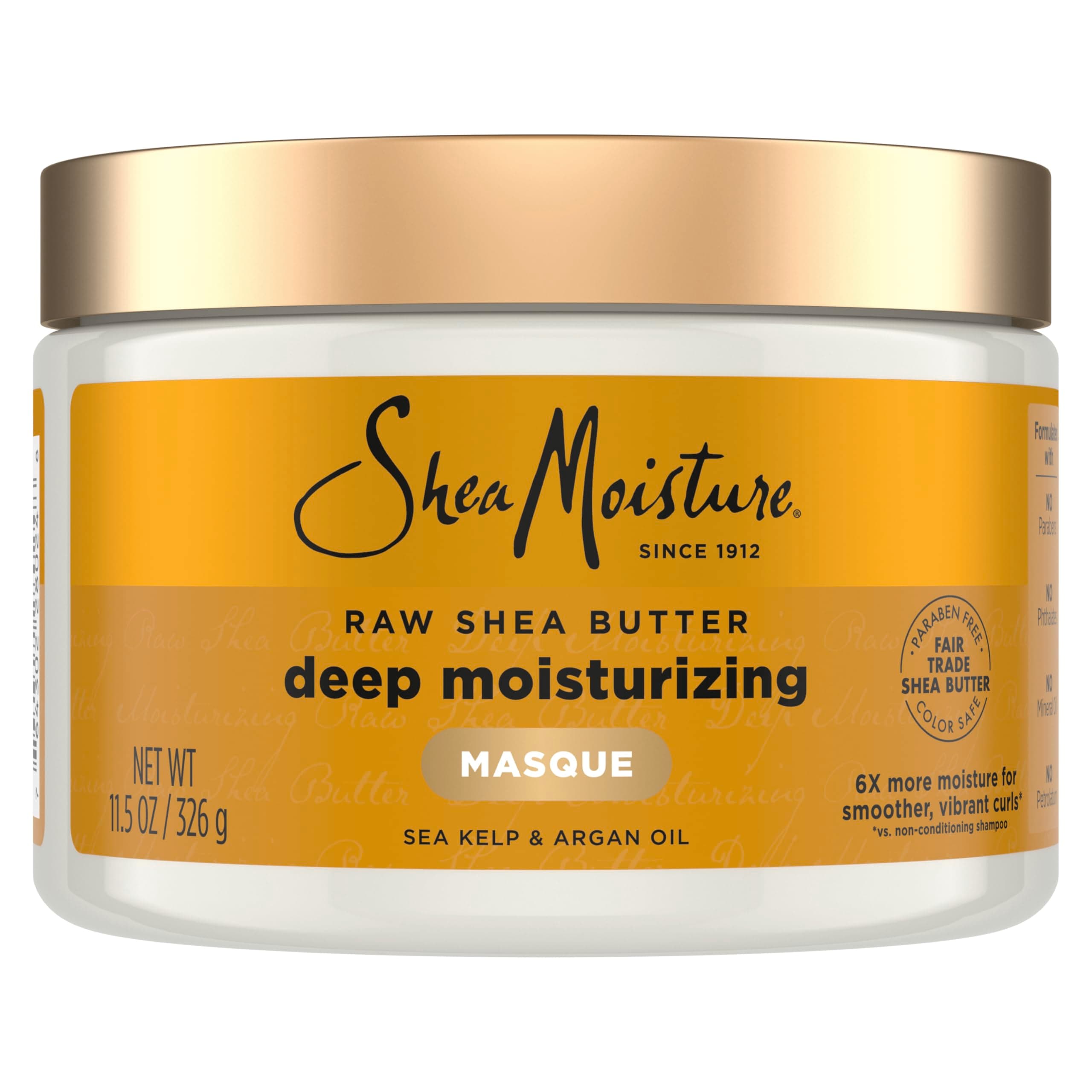 Shea Moisture Hair Mask For Curly Hair | Raw Shea Butter Restorative Deep Moisturizing Hair Masque | Sea Kelp & Argan Oil | Moisturizes Curly & Coily Hair for Smoother, Vibrant Curls 384ml