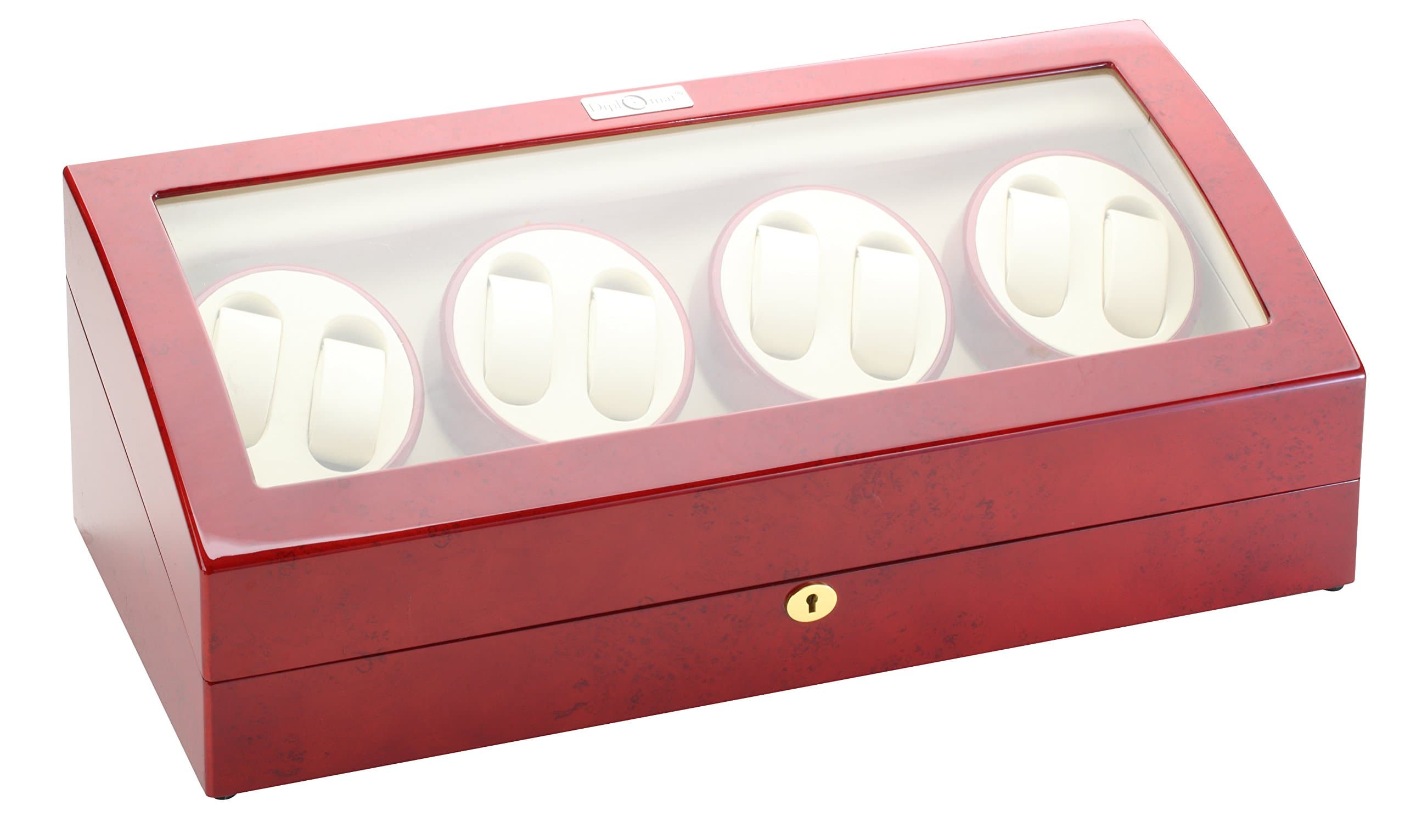 DiplomatCherry Wood Eight Watch Winder with Off-White Leather Interior