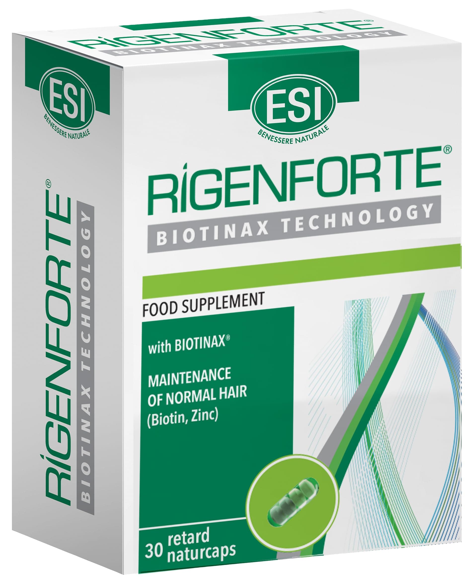 Rigenforte Hair Supplement, 30 Naturcaps- Biotinax Formula with Biotin, Zinc, Copper, Vit E & Selenium, Slow Release, Natural Ingredients, Reduces Hair Loss & Boosts Elasticity
