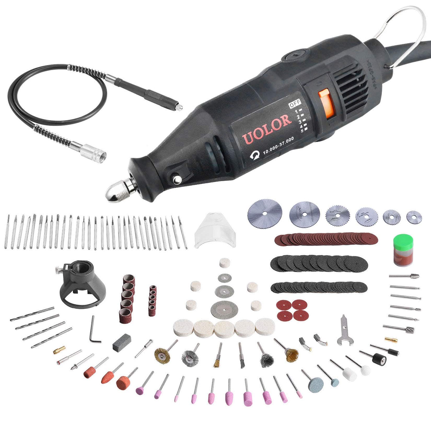 Rotary Tool Kit, Variable Speed Electric Drill Set for Engraving, Drilling, Polishing, Cutting, Sanding, Grinding and Crafting Project DIY Creations with 180 Accessories