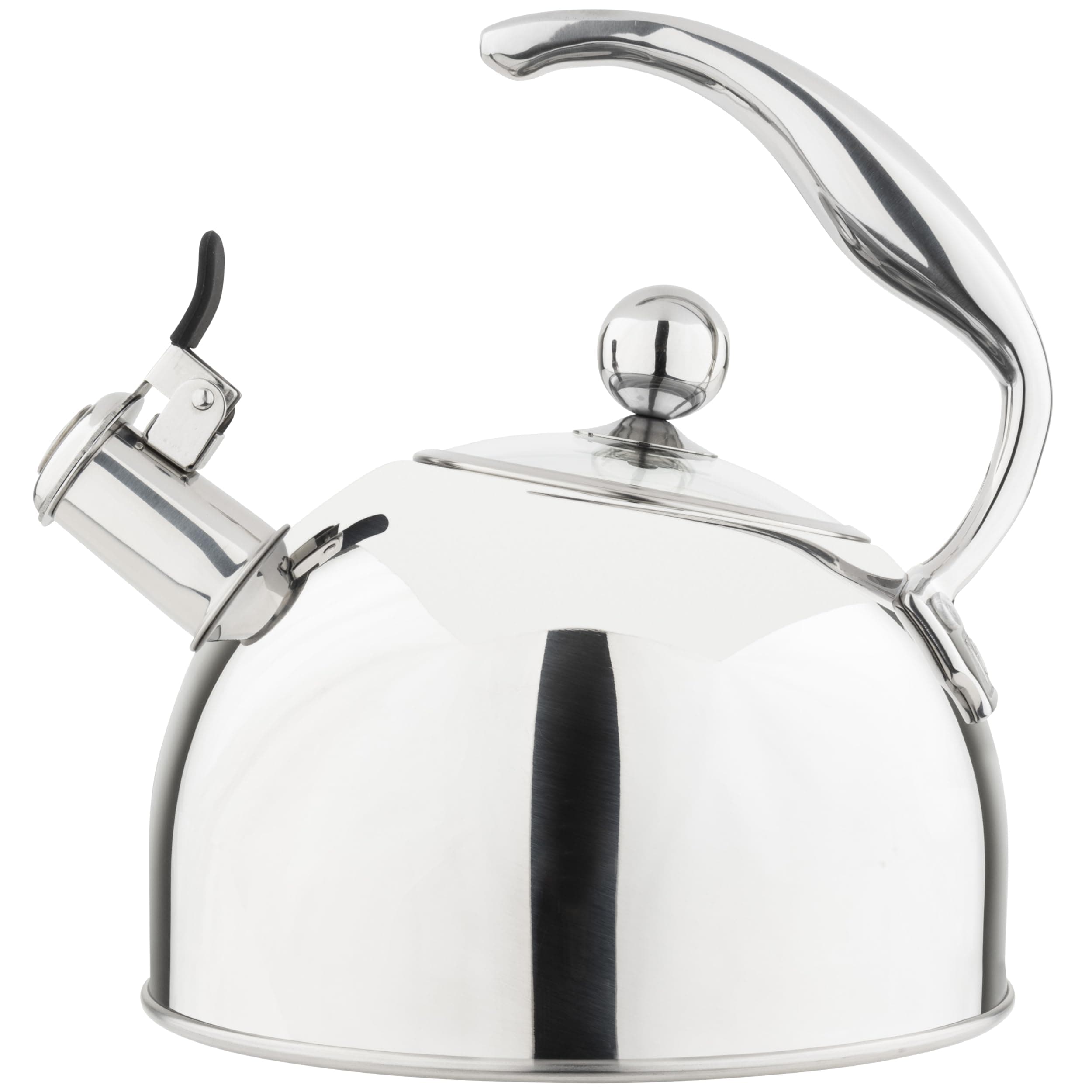 Viking 3-Ply Stainless Steel Tea Kettle, 2.6 Quart Stovetop Hot Water Pot with Tempered Glass Lid, Ergonomic Handle, Induction Ready, Mirror Finish