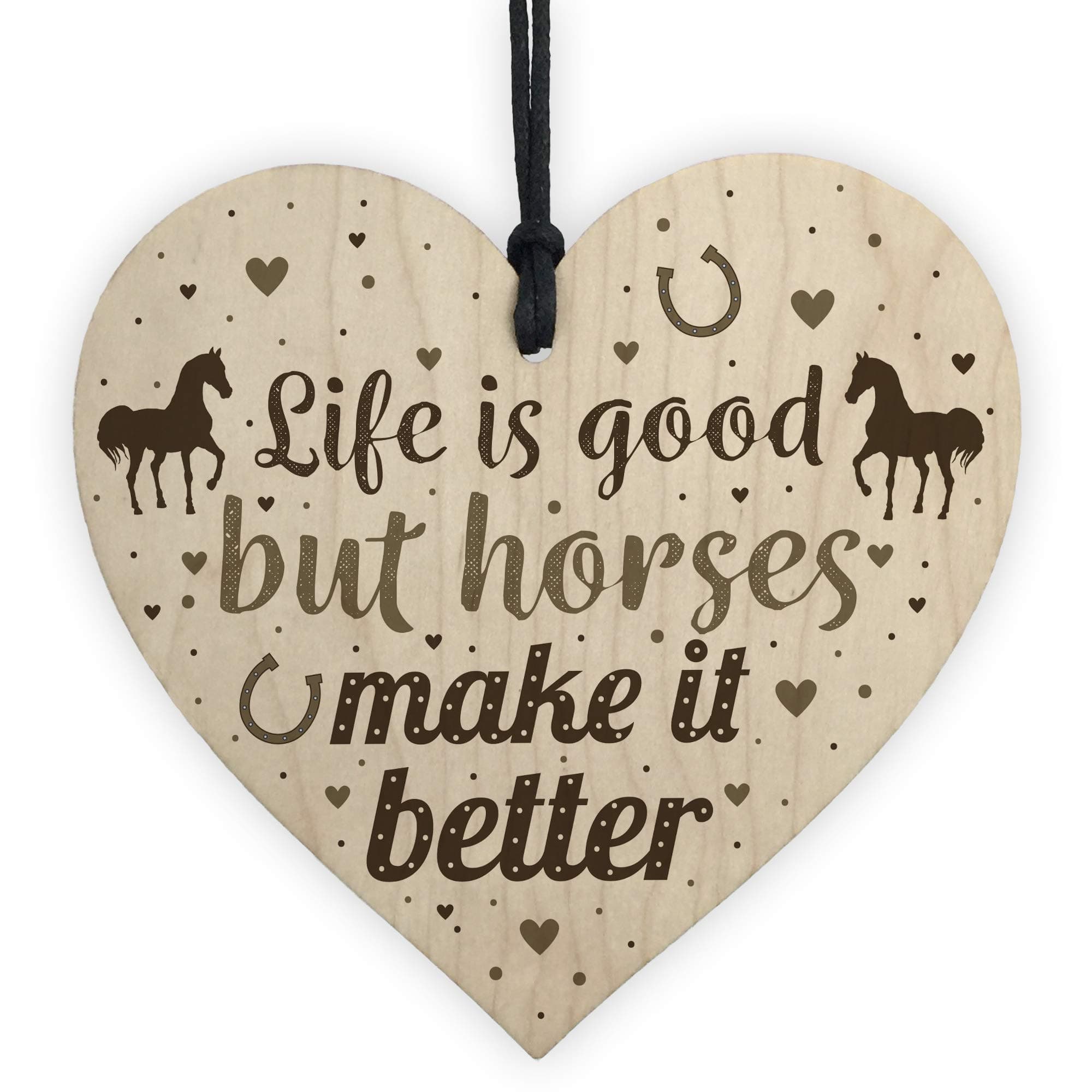 Red Ocean Funny Friendship Gift Horse Gifts For Women Girls Wooden Heart Accessory Stable Wall Door Sign