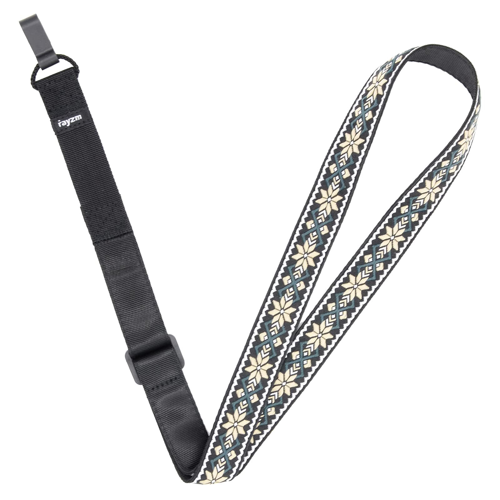 Clip-on Ukulele Strap - Jacquard Weave Cotton Neck Sling, Adjustable, Button-Free Cross-Chest, No Screws, Hands Free