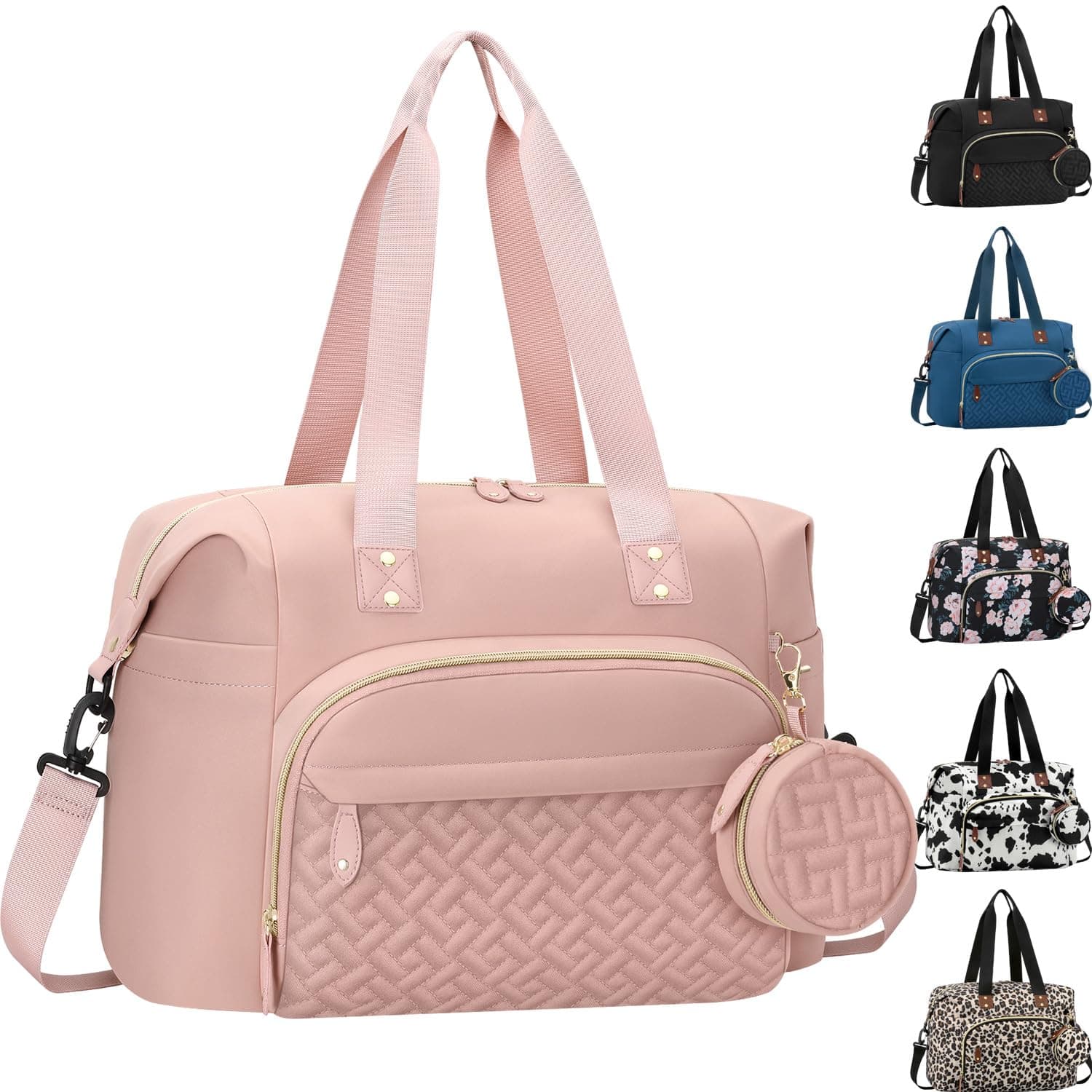 Diaper Bag Tote, Baby Bag Travel Diaper Tote Bag with Pacifier Case, Cute Maternity Hospital Baby Stylish Diaper Tote for Mom Dad Medium Size, Pink