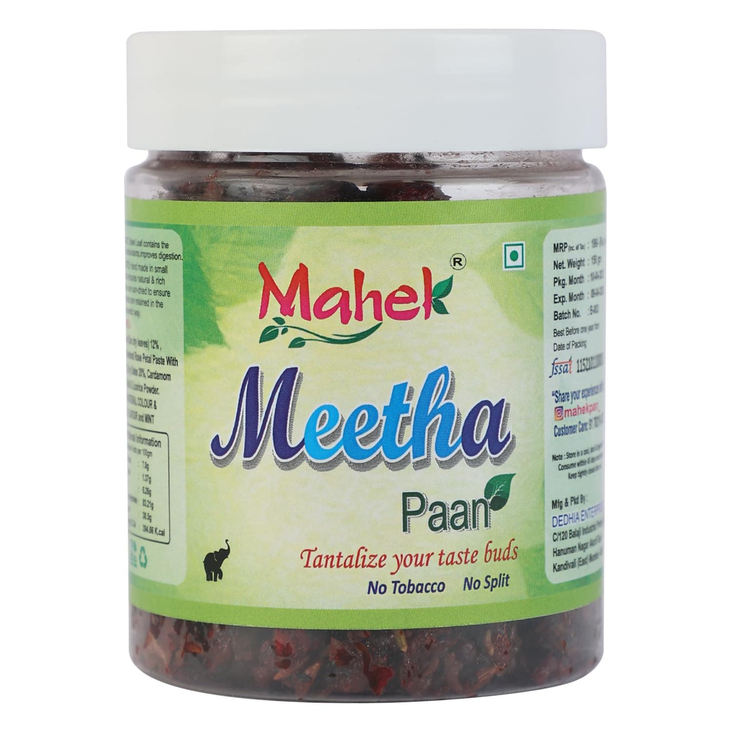 Mahek Meetha Paan 150Gm | Mukhwas Mouth Fresheners | Traditional Indian Sweet Paan Flavour | After Meal Digestive | No Tobacco No Supari | Refreshing Saunf Blend