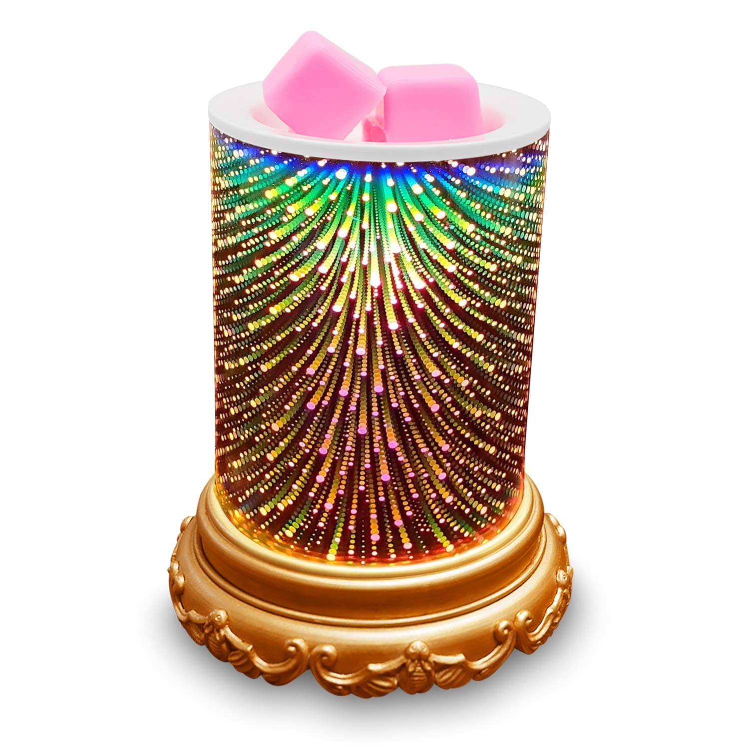 Electric Candle Warmer 3D Glass Wax Melt Fireworks Design for Home Office Bedroom, Fragrance Decorative Lamp Home Décor Christmas Gift(Gold)