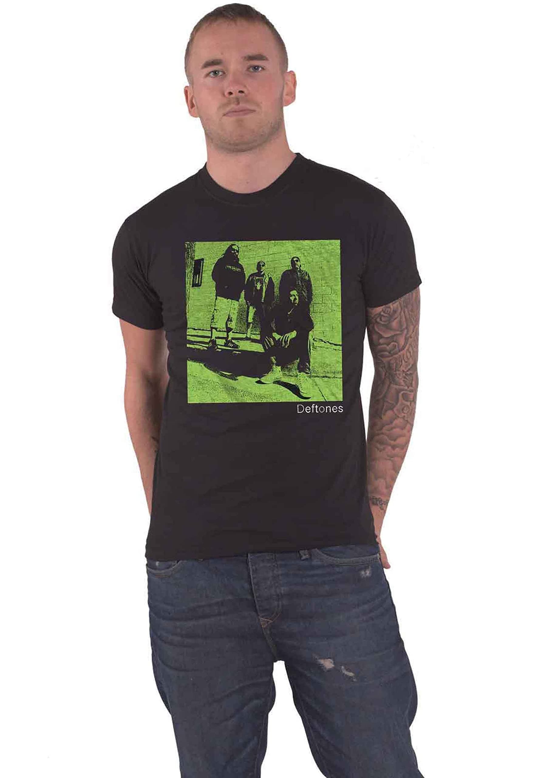 DeftonesT Shirt Green Photo Band Logo Official Unisex Black Size M