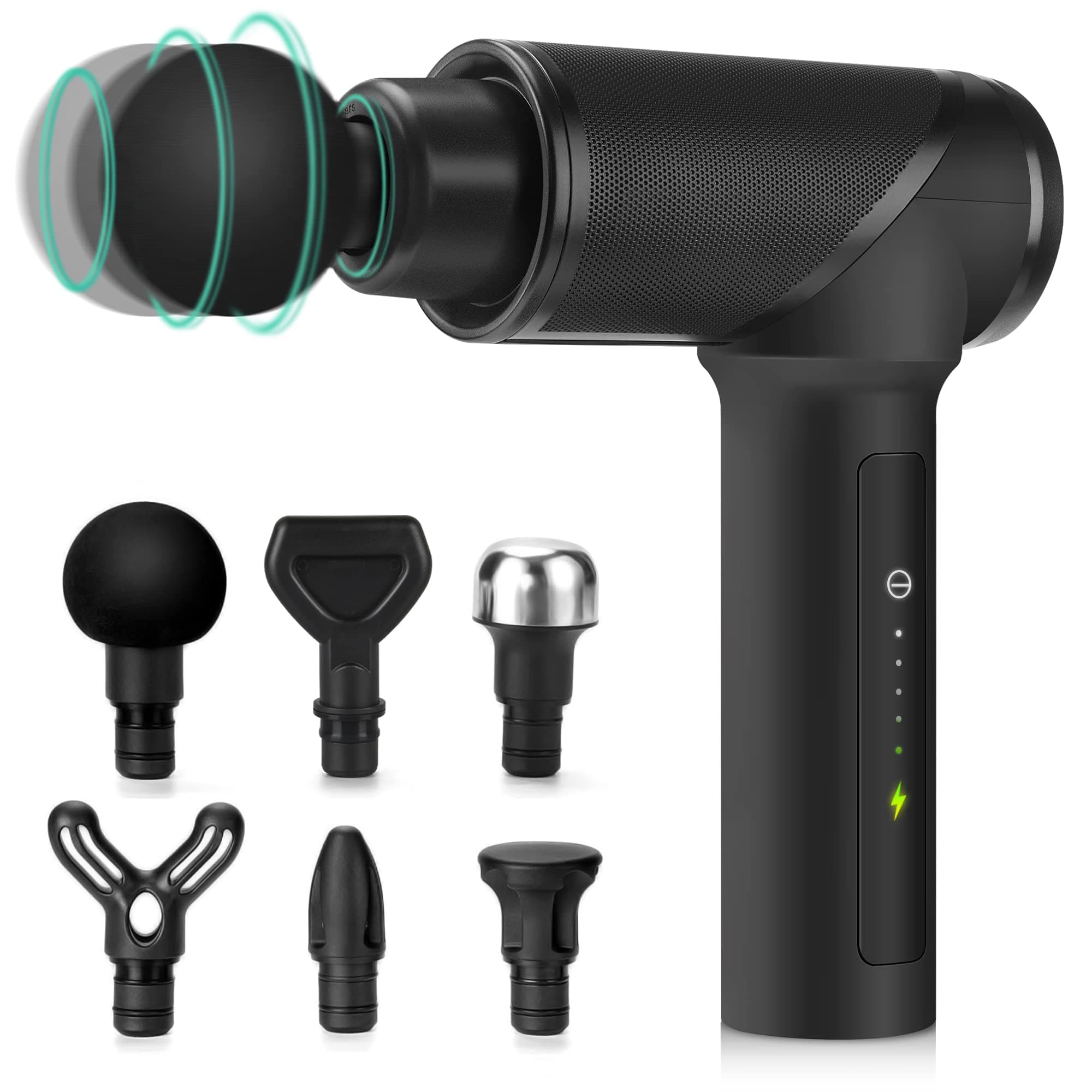 Massage Gun, High Intensity Brushless Motor, Muscle Massage Gun Deep Tissue for Athletes with 6 Massage Heads, Electric Percussion Massager for Any Pain Relief, Gifts for Father/Dad (Black)