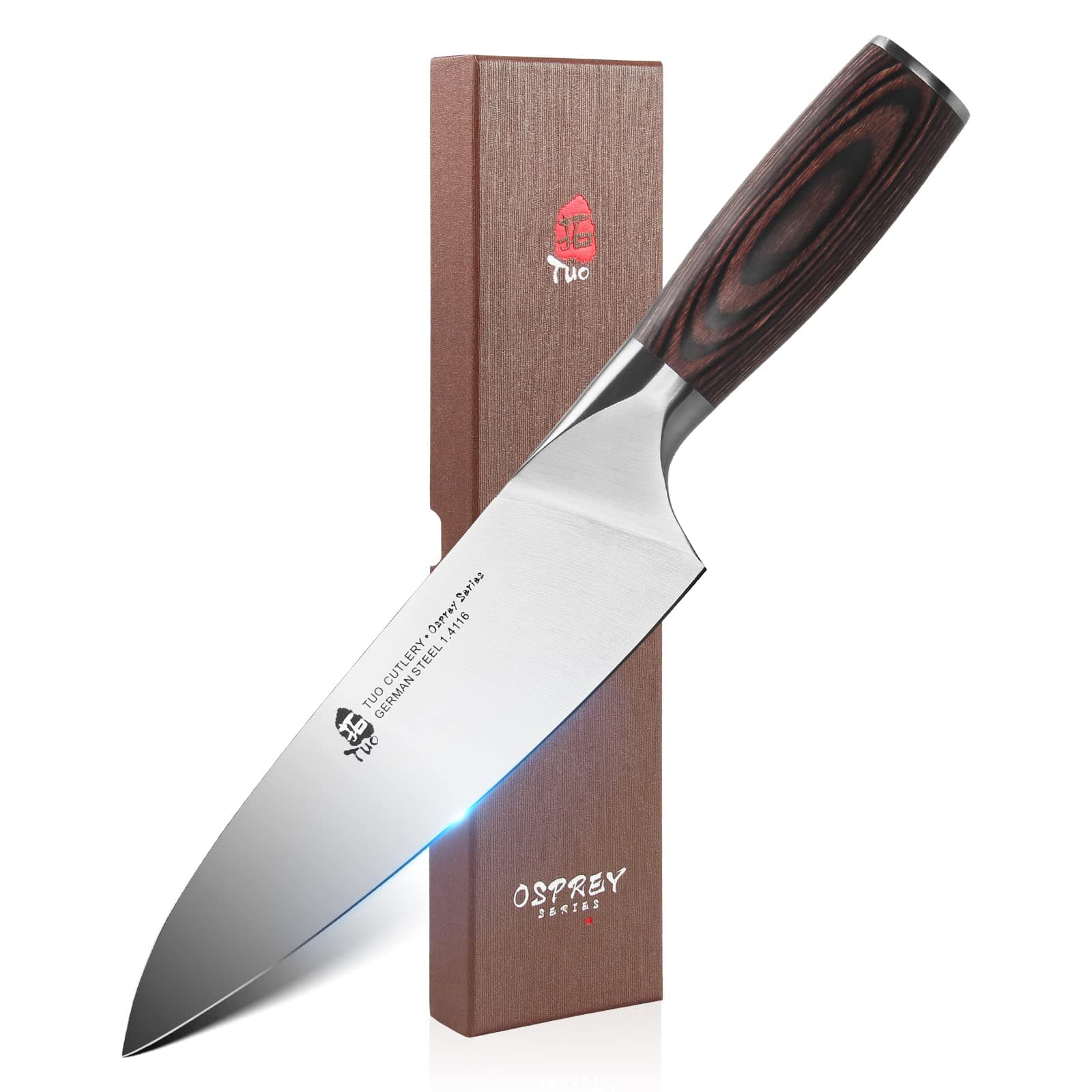 TUOChef Knife 7 inch - Professional Kitchen Cooking Knife Japanese Gyuto Knives Vegetable Meat and Fruit - German HC Stainless Steel - Ergonomic Pakkawood Handle - Osprey Series with Gift Box