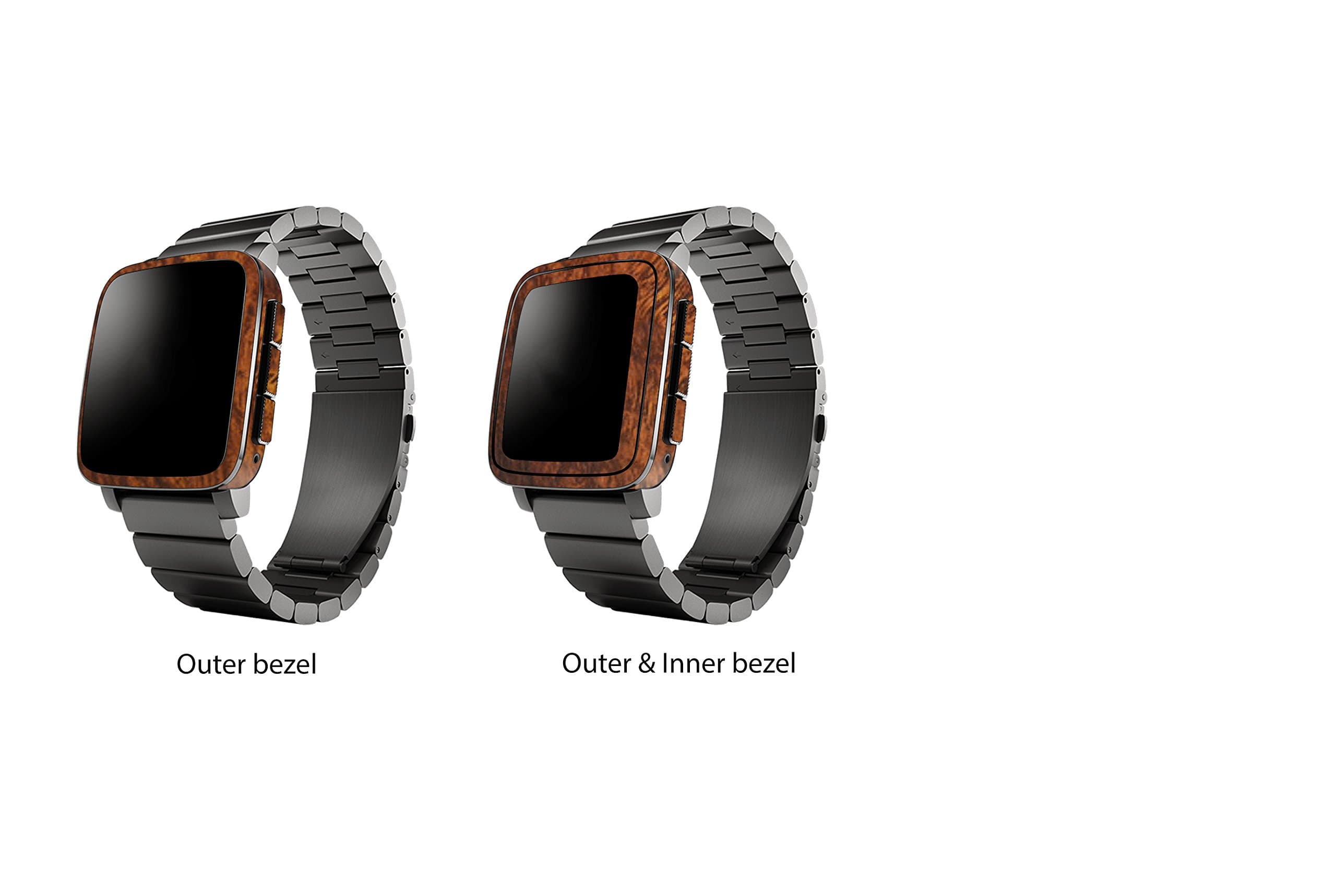 Pebble Time Steel Wood Series Skins - Junglewrap (Walnut)