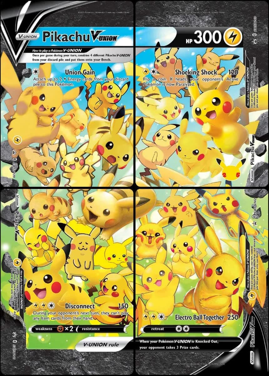 Pokémon Pokemon Pikachu V-Union-4 Card Set-Swsh139-Swsh140-Swsh141-Sws142-Celebration Black Star Promo Setfor Adult|Pack of 1