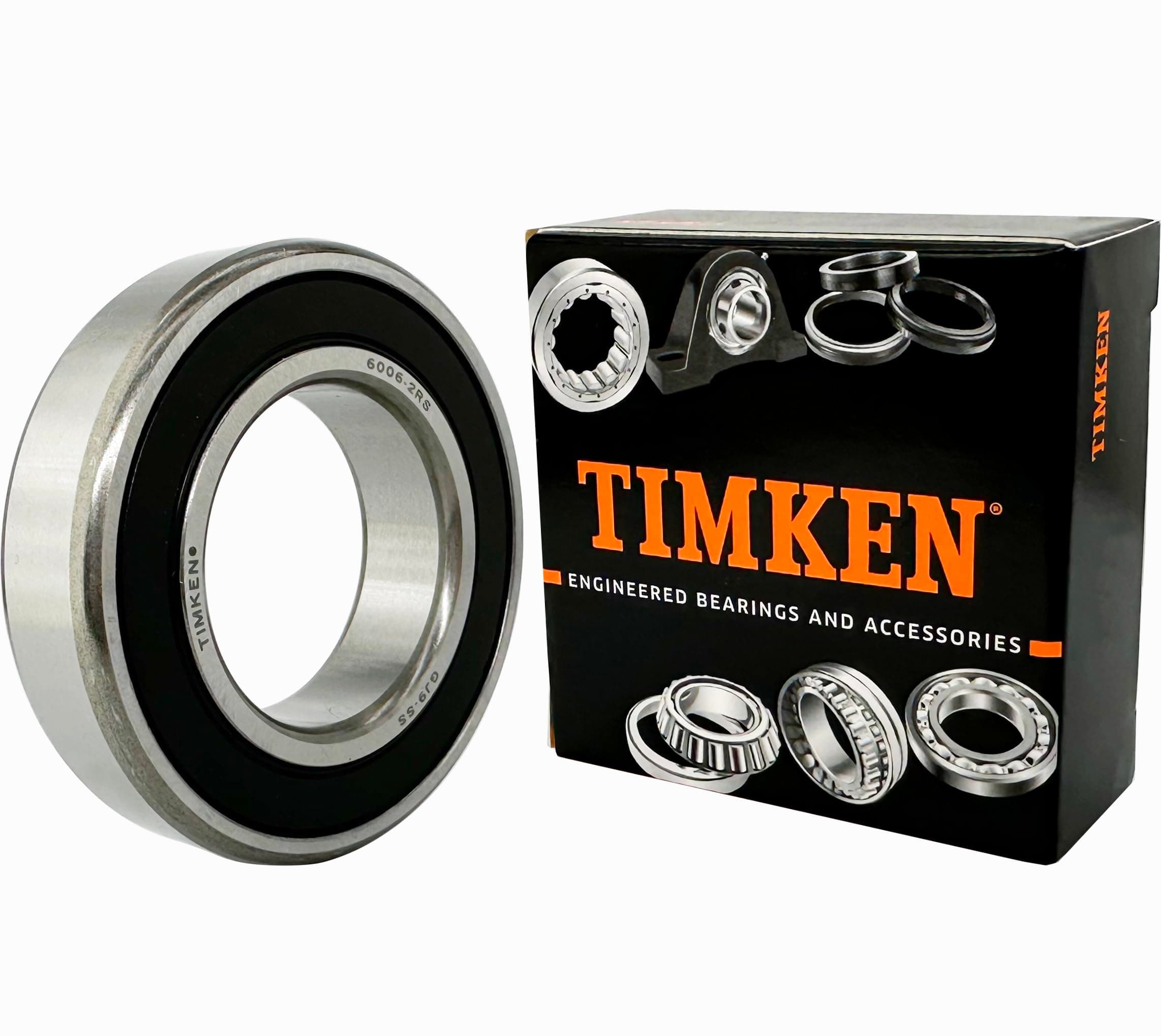 2PACK TIMKEN 6006-2RS Double Rubber Seal Bearings 30x55x13mm, Pre-Lubricated and Stable Performance and Cost Effective, Deep Groove Ball Bearings