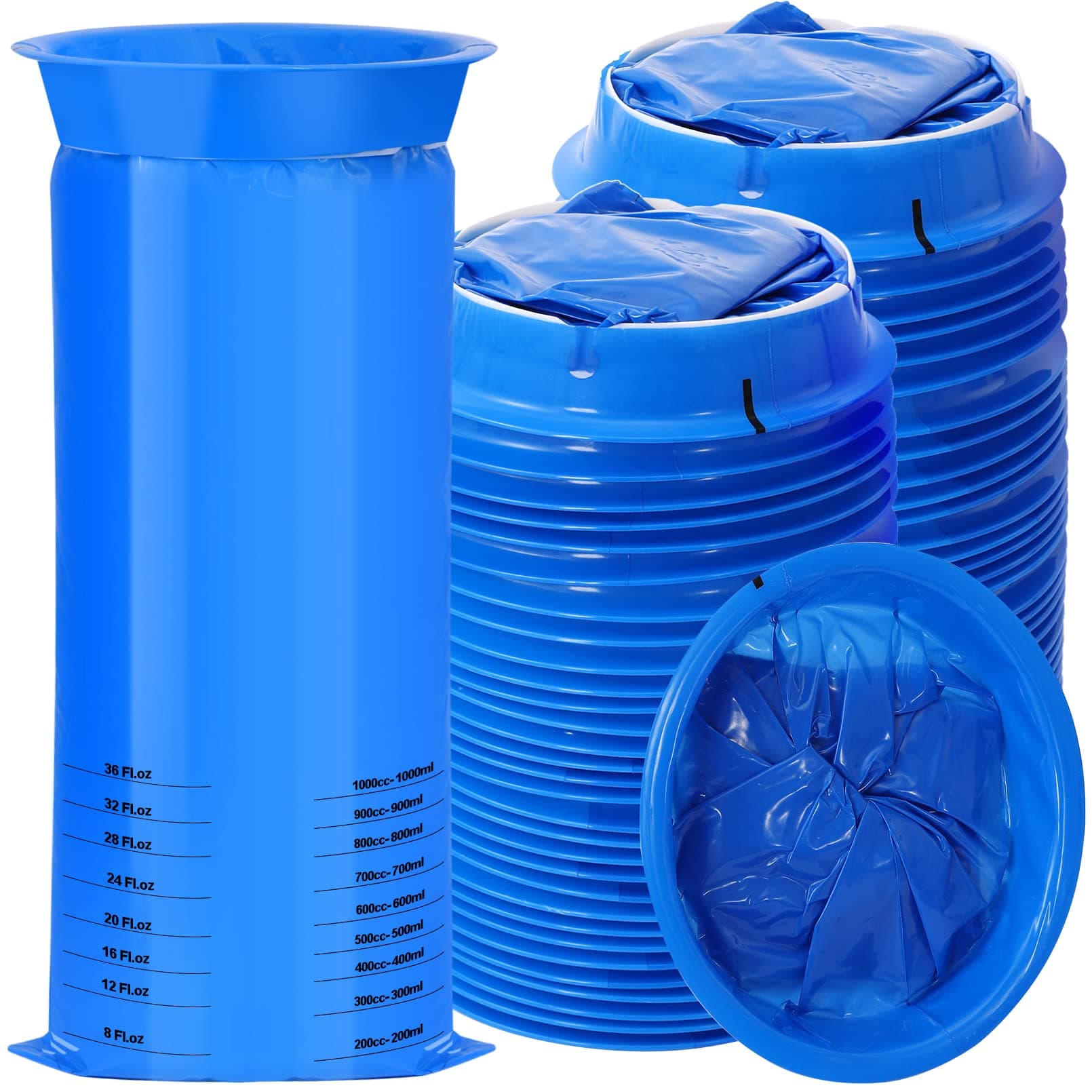 CACASO Vomit Bags,60Pack Blue Emesis Bags Disposable Barf Bags,1000ml Puke Bags Disposable Throw Up Bags,Leak Resistant Portable Nausea Bags for Car Taxi Aircraft Travel Motion Sickness,Pregnancy Kids