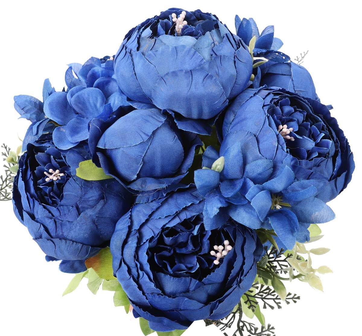 Duovlo Artificial Peony Silk Flowers Fake Flowers Vintage Wedding Home Decoration,Pack of 1 (Navy)