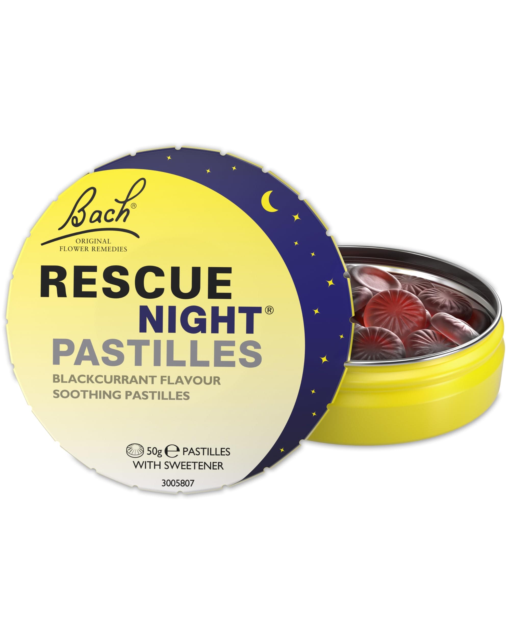 Rescue Night Pastilles | Blackcurrant Flavoured | Natural Bedtime Support | Bach™ Original Flower Essences | Chewable pastilles | Help Prepare for a Restful Sleep | 50g tin