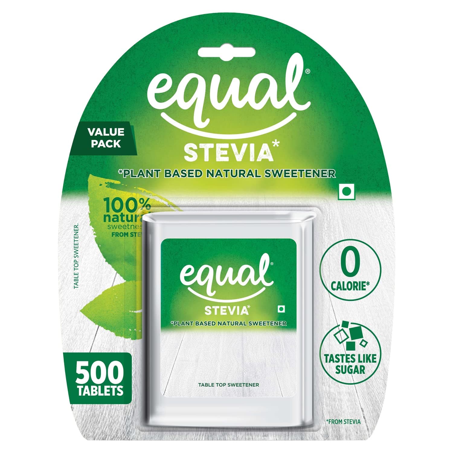 Equal® Stevia 500 Tablets | Plant-Based Natural Sweetener | 100% Natural Sweetness from Stevia | Zero Calorie from Stevia | Tastes Like Sugar | Ideal For Diabetic Patients | Vegan & Keto Friendly | Value Pack | Pack of 1