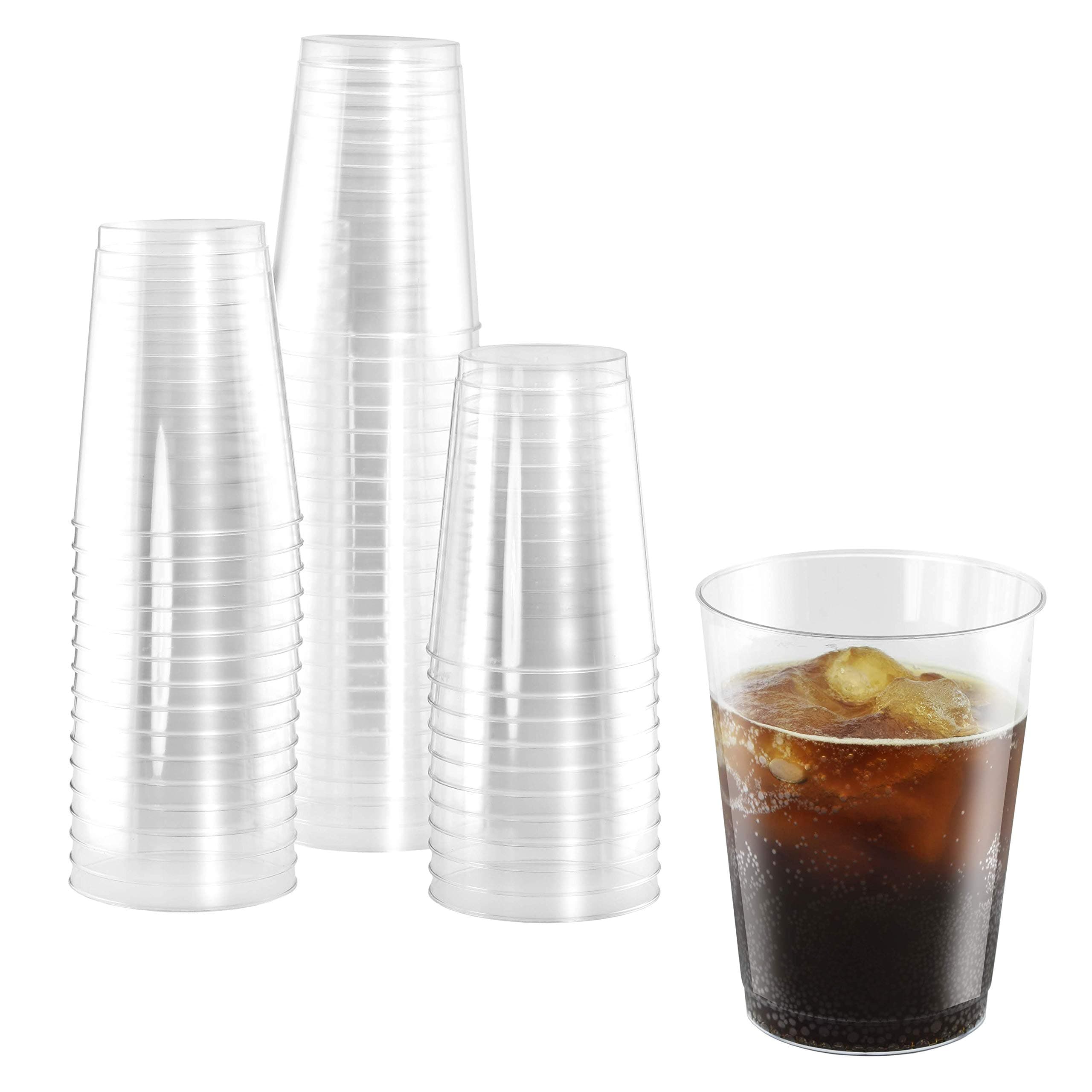 50 Heavy Duty Disposable Cups | 10 oz. Premium Clear Hard Plastic Fancy Glasses for Parties & Weddings (50 Pack) by Bloomingoods