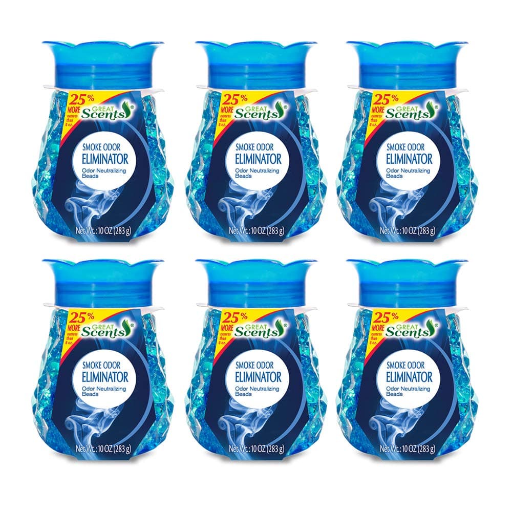 Home Select Pearl Beads Air Freshener Gel, Anti-Tobacco - Eliminates Odors - Made with Natural Essential Oils - 10 Oz. Each (Pack of 6)