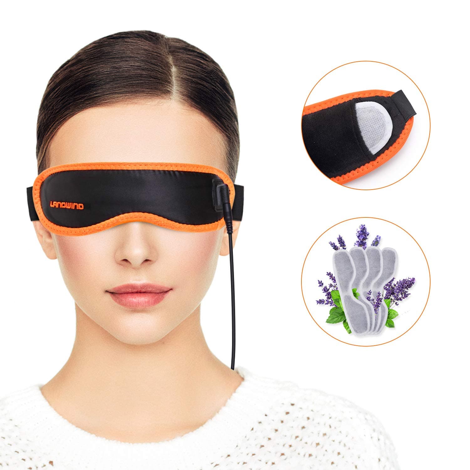 LANDWIND Moist Heat Eye Mask for Dry Eyes Electric USB Hot Eye Compress Far Infrared Warm Treatment for Sleeping, Puffy Eyes, Dark Circles