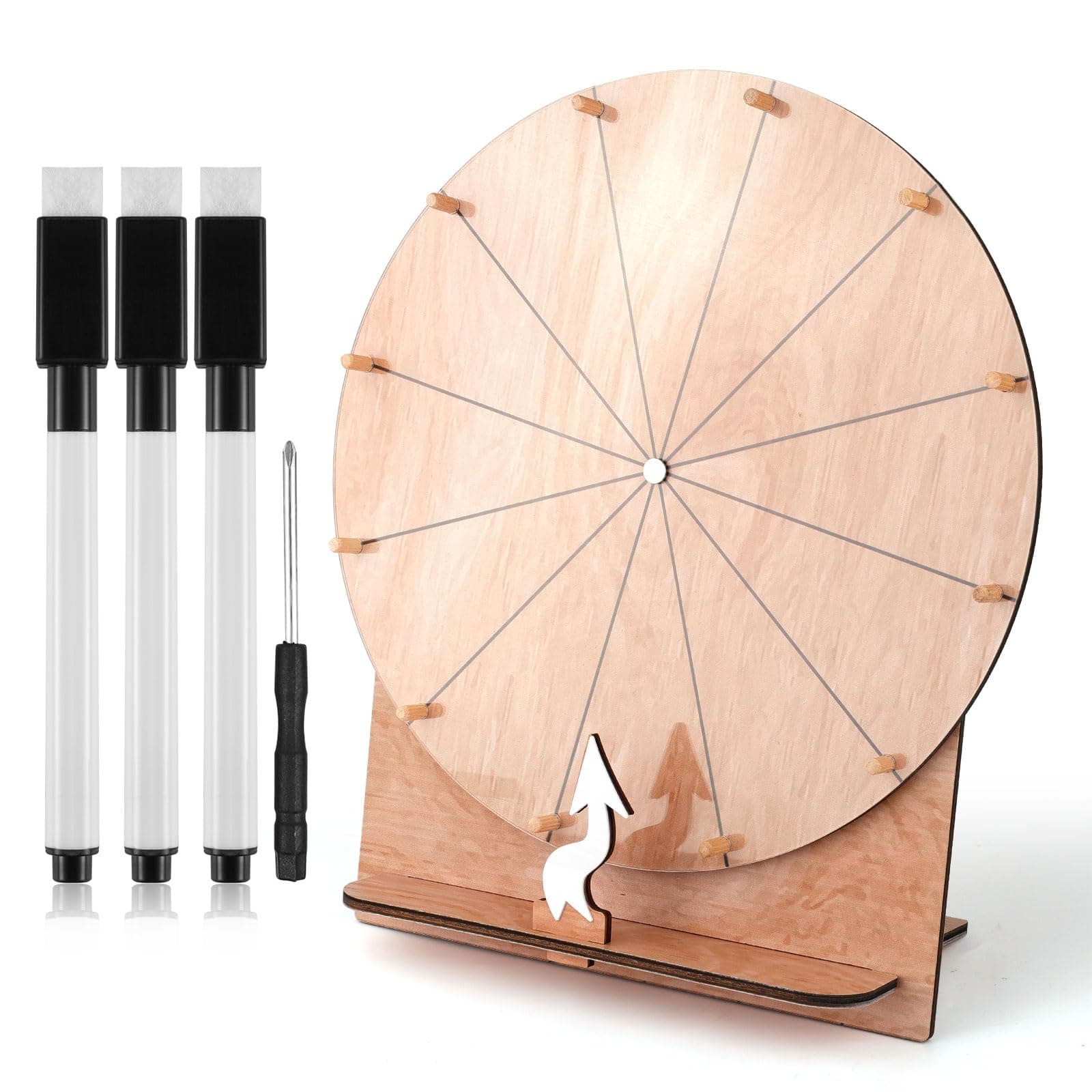 11.4 Inch Wedding Game Spinning Wheel, Wooden Prize Wheel Spinner Erasable Spin The Wheel Game with Stand Roulette Wheel for Wedding Engagement Party school Family Games Baby Shower